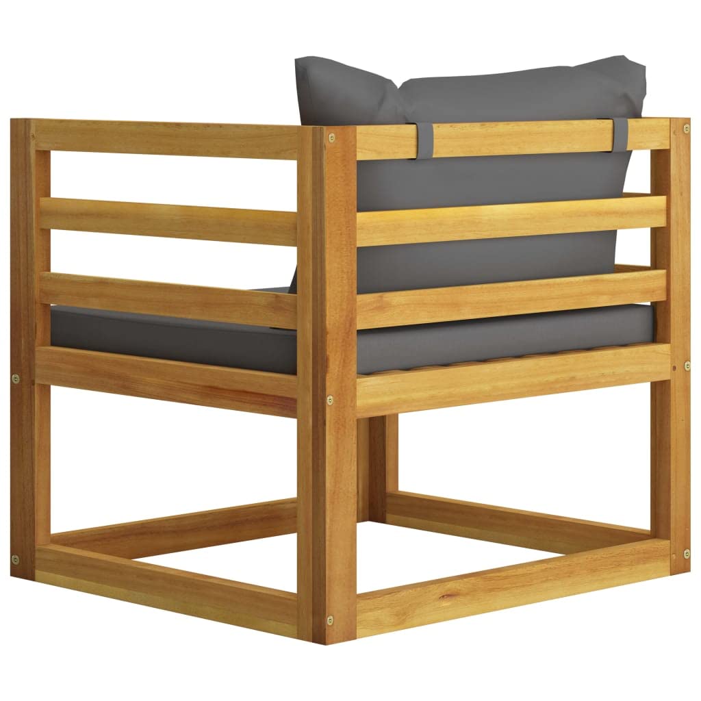 vidaXL Patio Chair Set - Modular Sectional Sofa with Cushions & Tea Table, Solid Acacia Wood Outdoor Furniture for Garden, Backyard, Deck - Rustic Style Lounge Seating for Relaxing & Entertaining