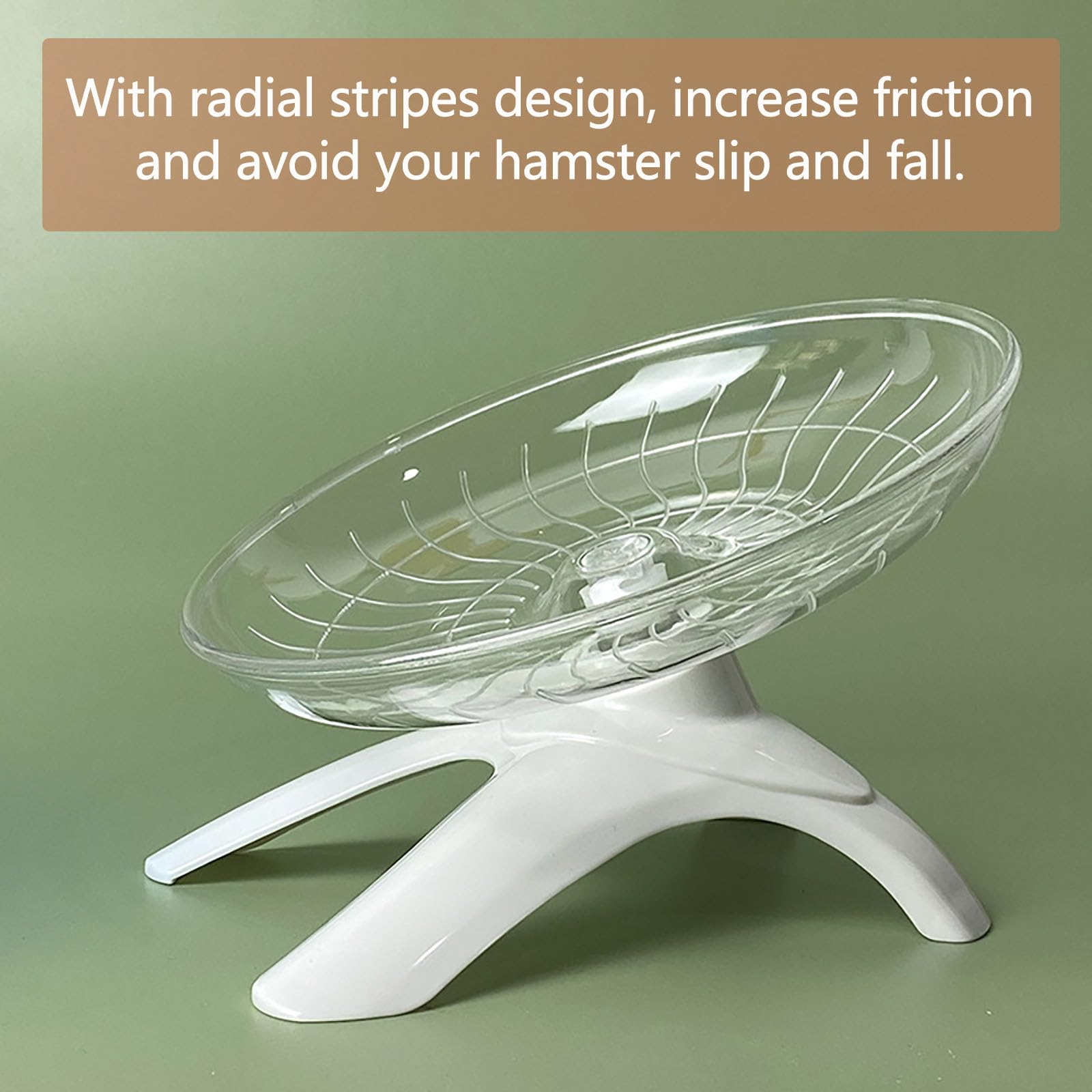 Super-Silent Flying Saucer Hamster Wheel - Non-Slip Plastic Exercise Wheel for Small Pets like Hamsters, Mice & Gerbils - Ultra Quiet & Stable Design - Perfect for Nighttime Play in Cages (White)