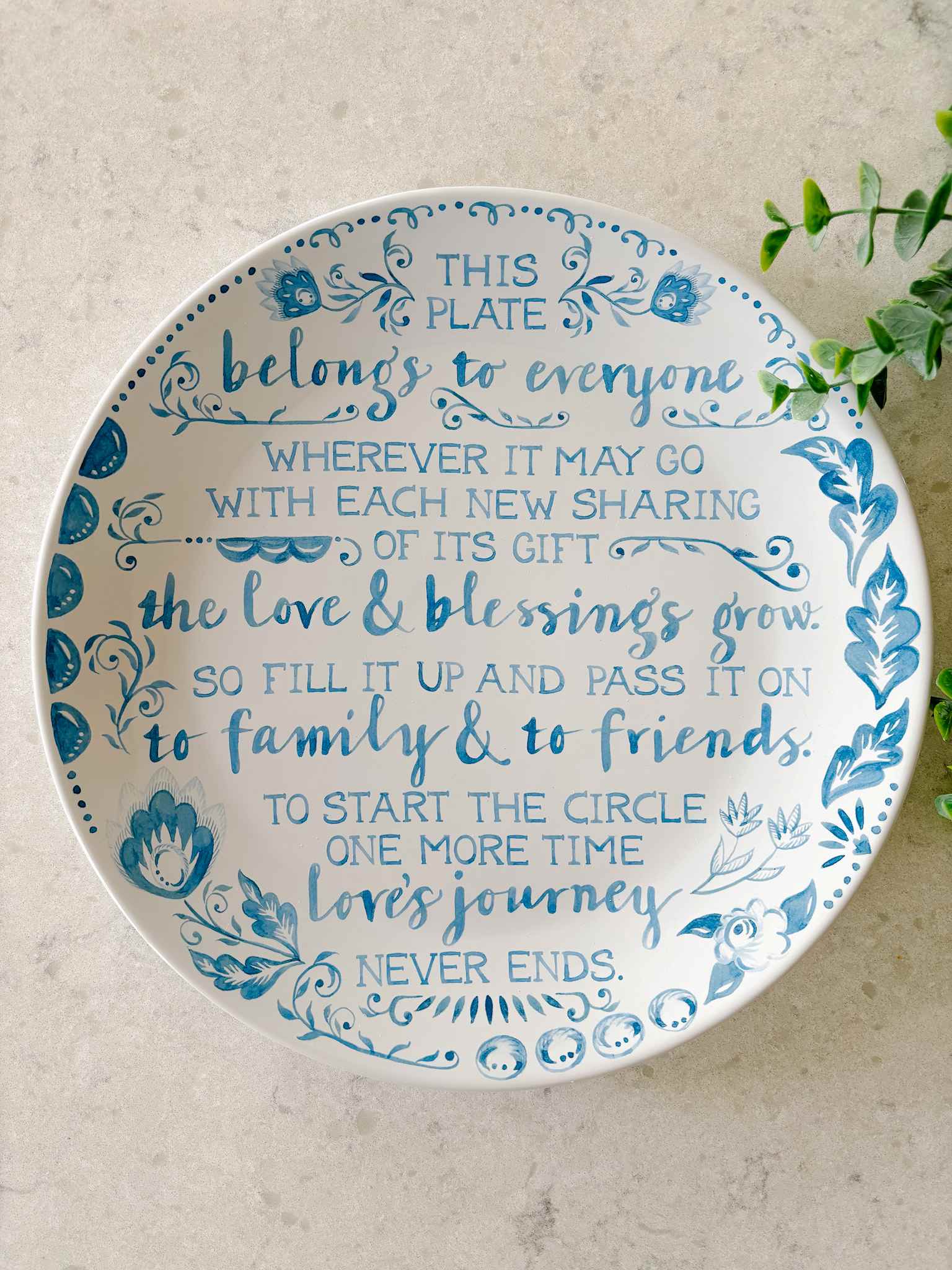 Blessing Plate - Elegant Decorative Ceramic Plate for Home Decor, Wedding Gift, or Wall Art | Perfect for Dining, Display, and Special Occasions