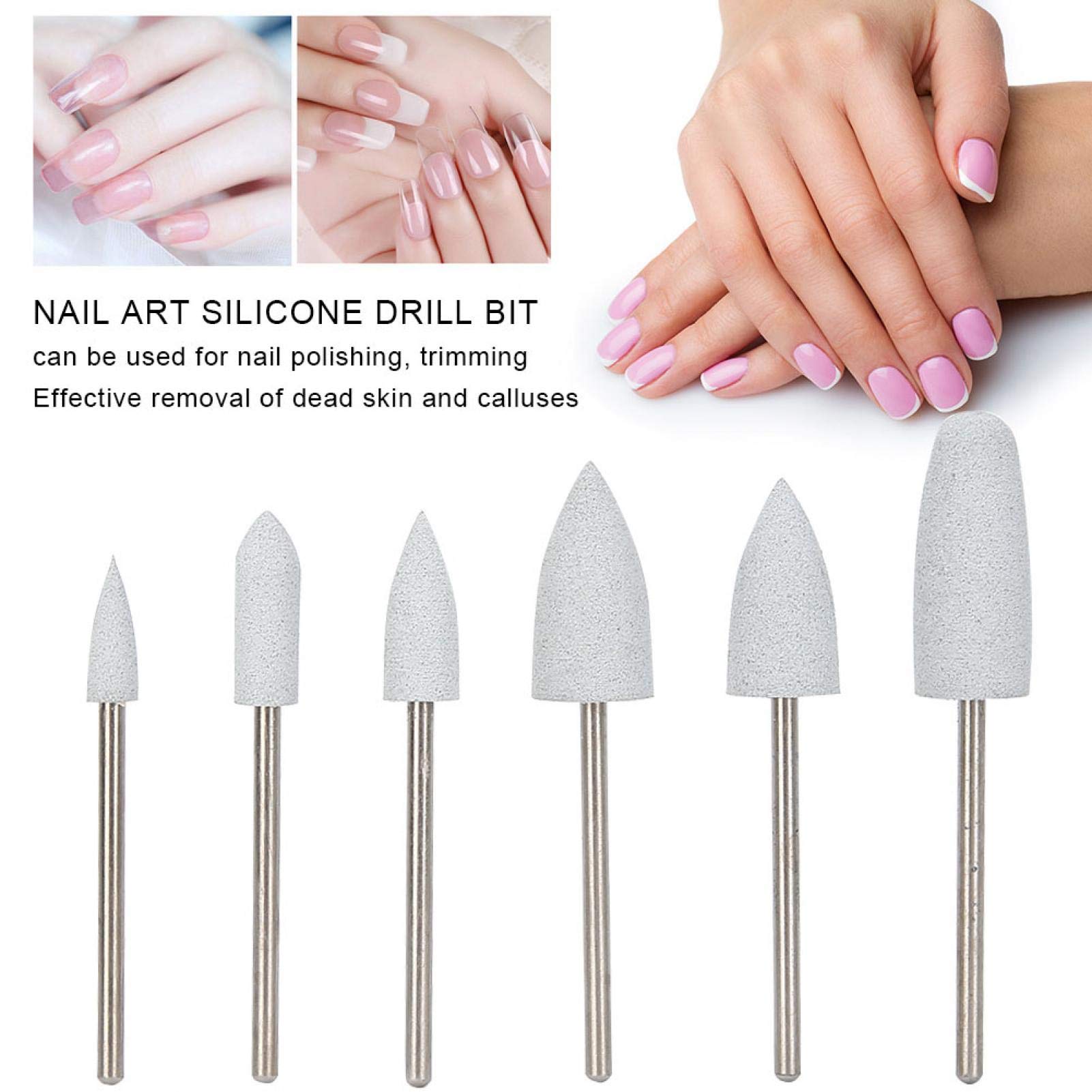 6Pcs Nail Art Grinding Head Set - Professional Electric Manicure Drill Bits for Acrylic Nails, Dead Skin Removal & Polishing - Nail Care Tools for Salon & Home Use