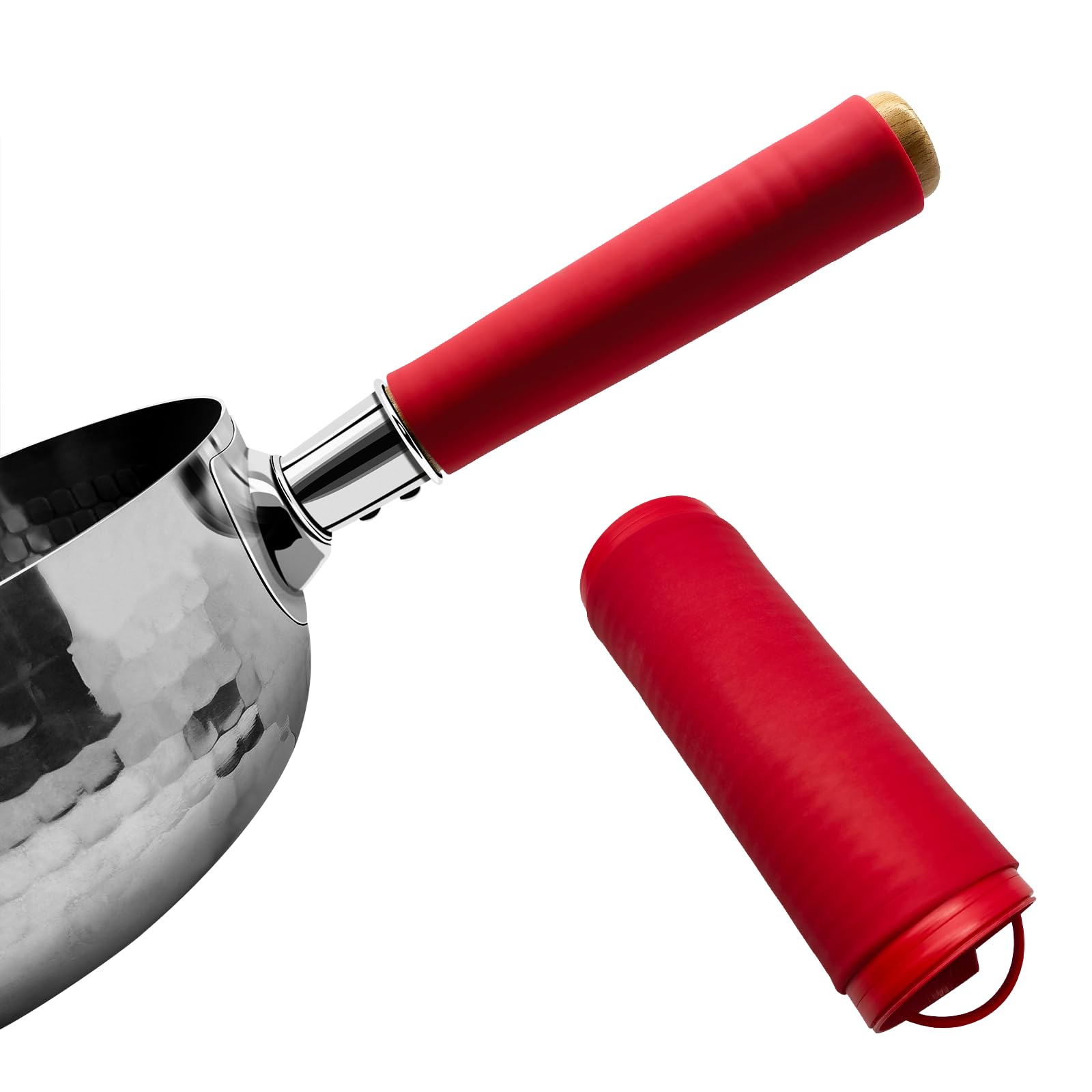 Heat-Resistant Silicone Pan Handle Sleeve - Universal Cast Iron Handle Cover for Frying Pans, Skillets, Woks & Cooking Utensils - Durable, Non-Slip Grip - Easy to Install (Red) - Perfect for Stovetop Cooking, Grilling & Outdoor BBQ