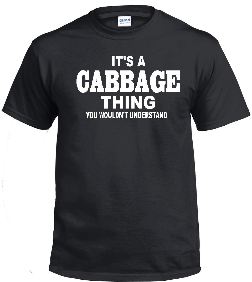 STUFF WITH ATTITUDE Black Cabbage Print T-Shirt - Funny Graphic Tee for Casual Wear & Unique Gifts