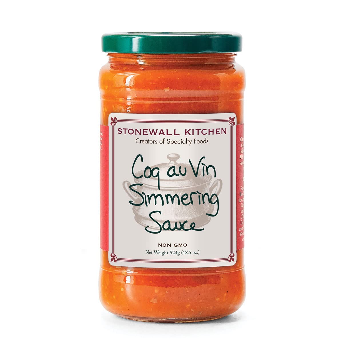 Stonewall Kitchen Coq Au Vin Simmering Sauce - 18.5 oz French Wine Braised Chicken Cooking Sauce for Gourmet Dinners & Easy Weeknight Meals