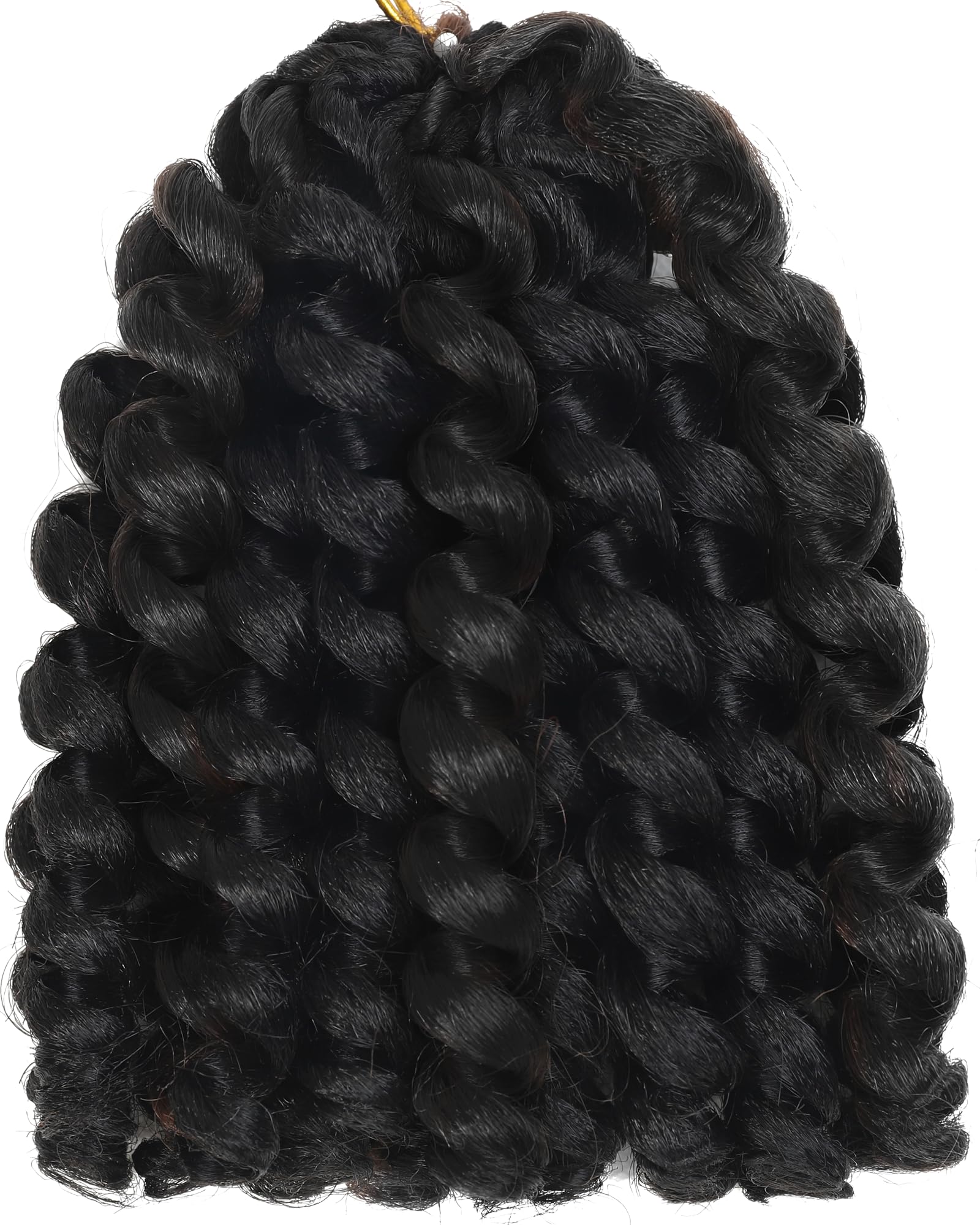 3 Packs Jamaican Bounce Crochet Hair 2X Ringlet Wand Curl - 8 Inch Synthetic Pre-Looped Hair Extensions for Braiding (60 Roots, Color #1B) - Perfect for Protective Styles, Twist Outs & Natural Hair Looks
