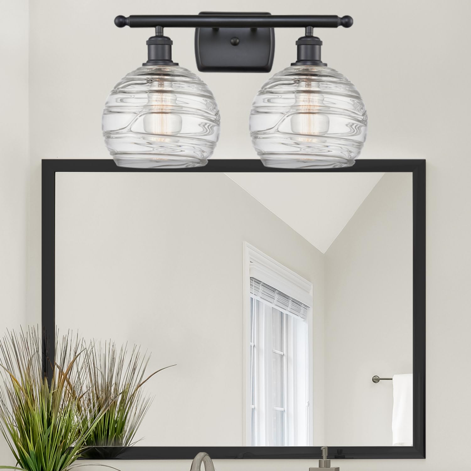Innovations Lighting 516-2W-AC-G1213-8 Deco Swirl 2-Light Bathroom Vanity Light - Ballston Collection - Perfect for Modern Bathroom & Powder Room Decor