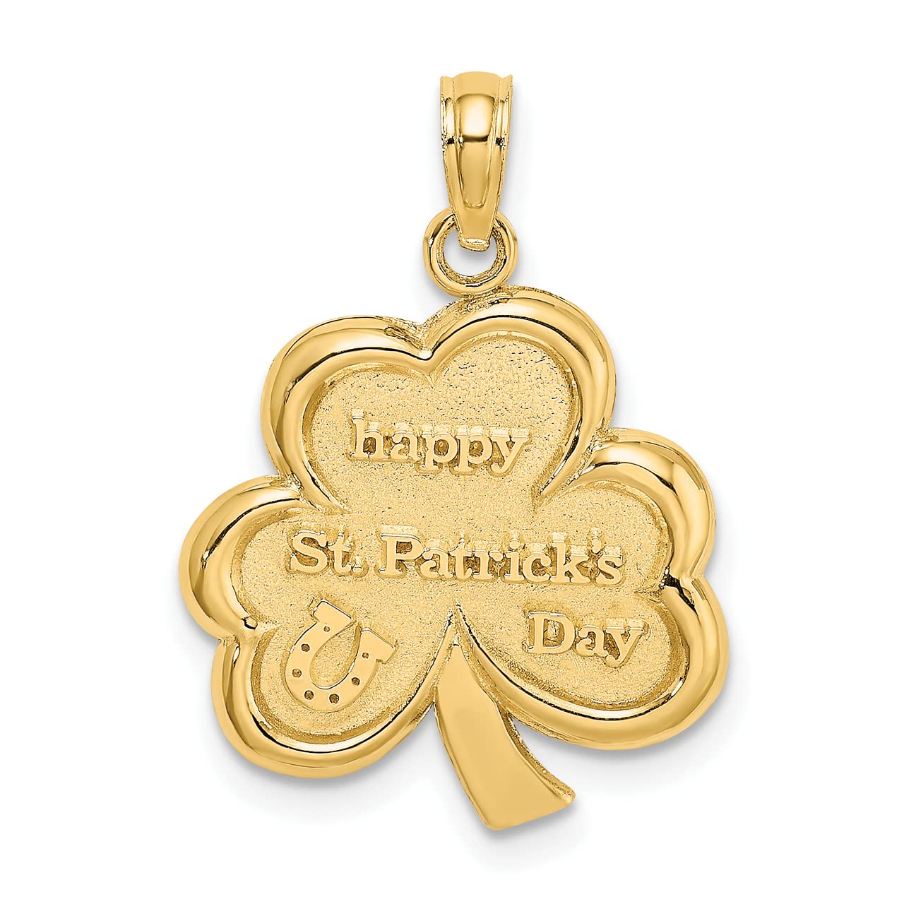 14k Yellow Gold Solid Satin Flat-Back Clover Charm for St. Patrick's Day | Lex & Lu Jewelry | Perfect for Necklaces, Bracelets & Irish-Themed Gifts