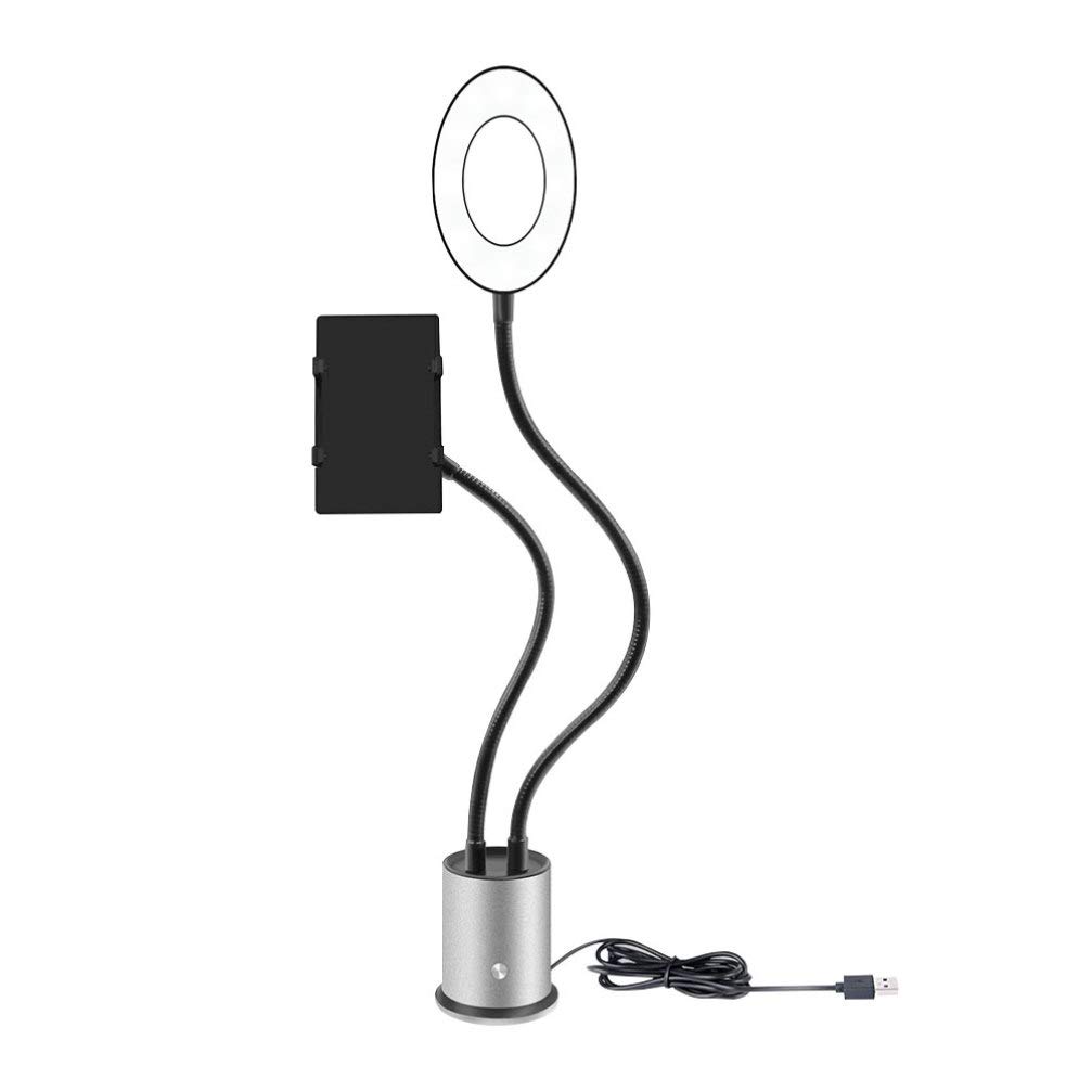 LED Ring Light Phone Holder with Stand - Adjustable Desktop Clip for Live Streaming, Video Calls, Makeup & Selfies - Perfect for YouTube, TikTok & Instagram Content Creation