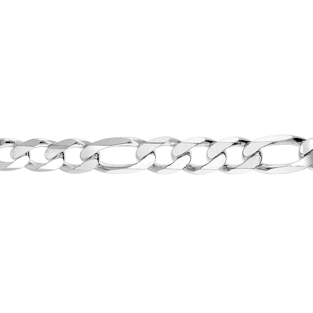 Sterling Silver 15mm Figaro Link Chain Necklace & Bracelet Set for Men and Women - Nickel Free, Beveled Edge, 8-30 Inch Adjustable - Perfect for Gifts, Weddings, and Everyday Wear