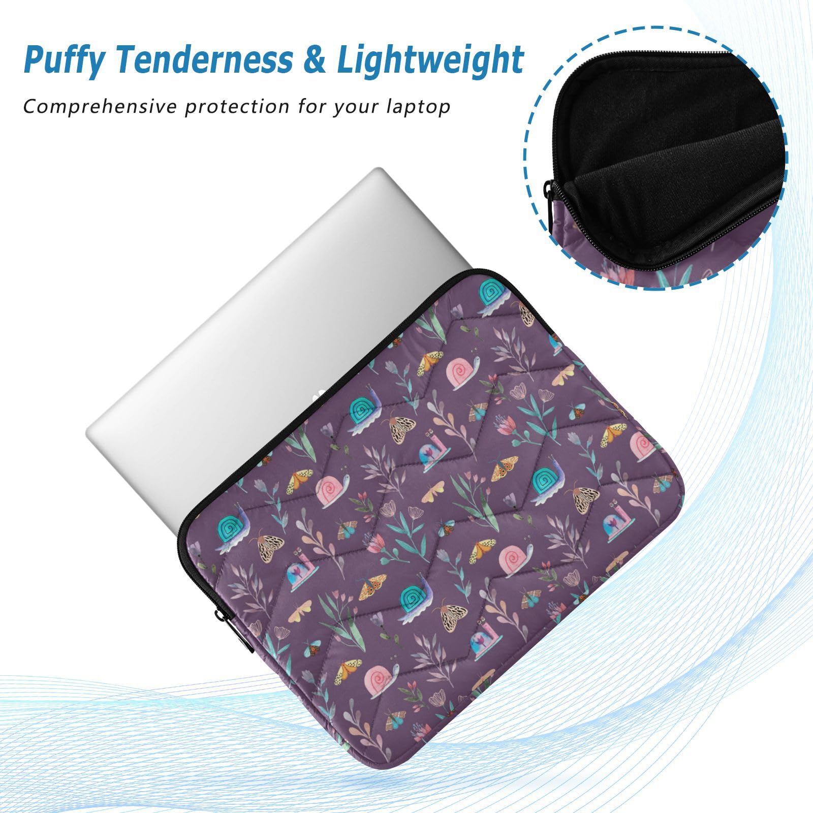 Classic Floral Laptop Sleeve Case with Zipper - 13 Inch & 14 Inch Protective Computer Carrying Bag for MacBook, Dell, HP - Perfect for Work, School & Travel