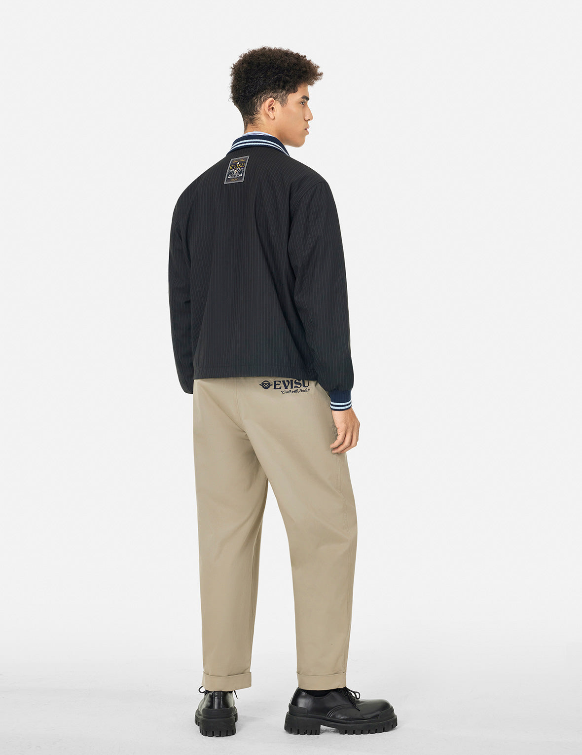 Wheel of Wisdom & Logo Embroidered Tapered Chino Pants - Stylish Casual Wear for Men's Office & Smart Outfits