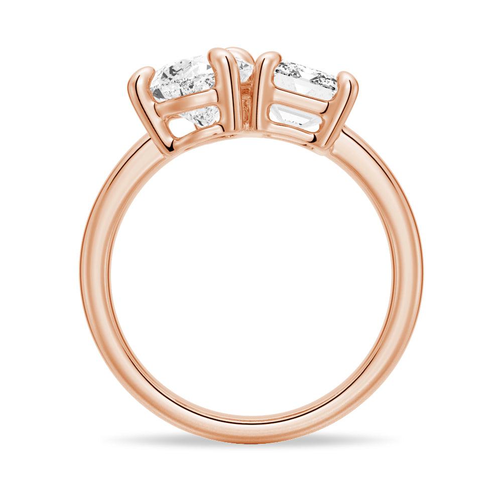 Emerald Cut & Pear Cut Toi et Moi Engagement Ring - Vintage Inspired Two Stone Diamond Ring for Women - Perfect for Proposals, Anniversaries & Romantic Occasions