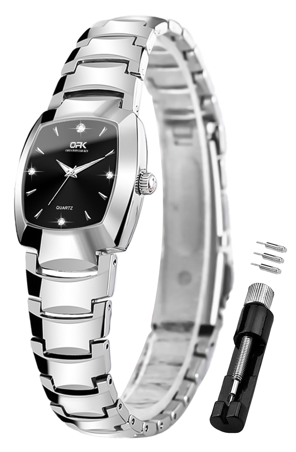 OLEVS Women's Square Small Bracelet Watch - Quartz Analog Stainless Steel Waterproof Dress Watch in Black, Silver & Rose Gold | Perfect for Business, Office & Formal Occasions