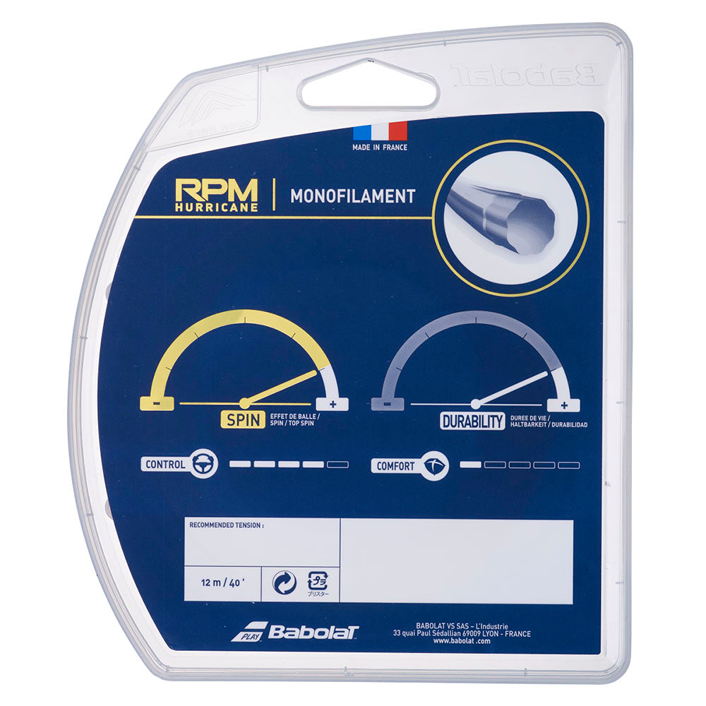 Babolat RPM Hurricane 17/1.25 Tennis String - High Performance Polyester Tennis Racket String for Spin & Control (Yellow) | Perfect for Competitive Players & Tournament Use
