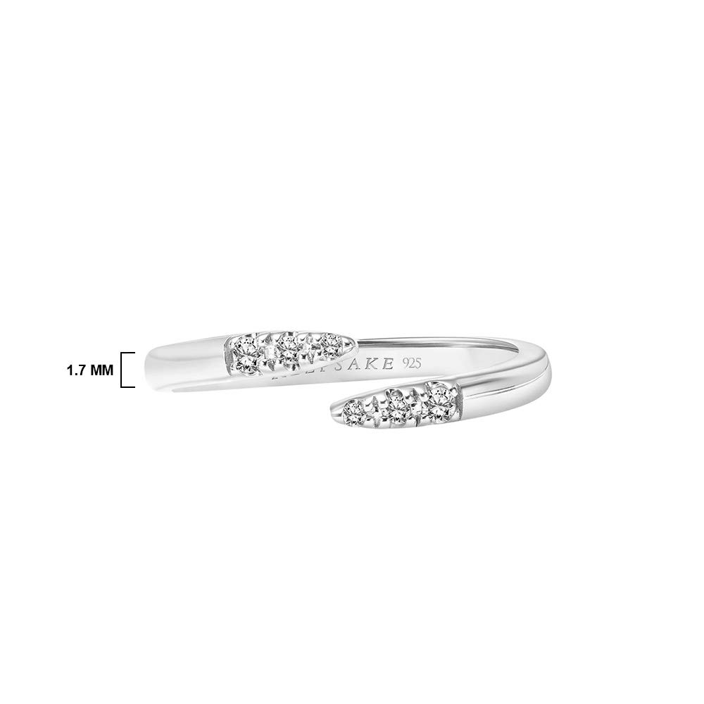 Keepsake Women's 925 Sterling Silver or 18k Gold Vermeil Bypass Ring with 0.056ct Diamond (I-J, I3) - Elegant Stackable Ring for Everyday Wear, Anniversary Gift & Special Occasions