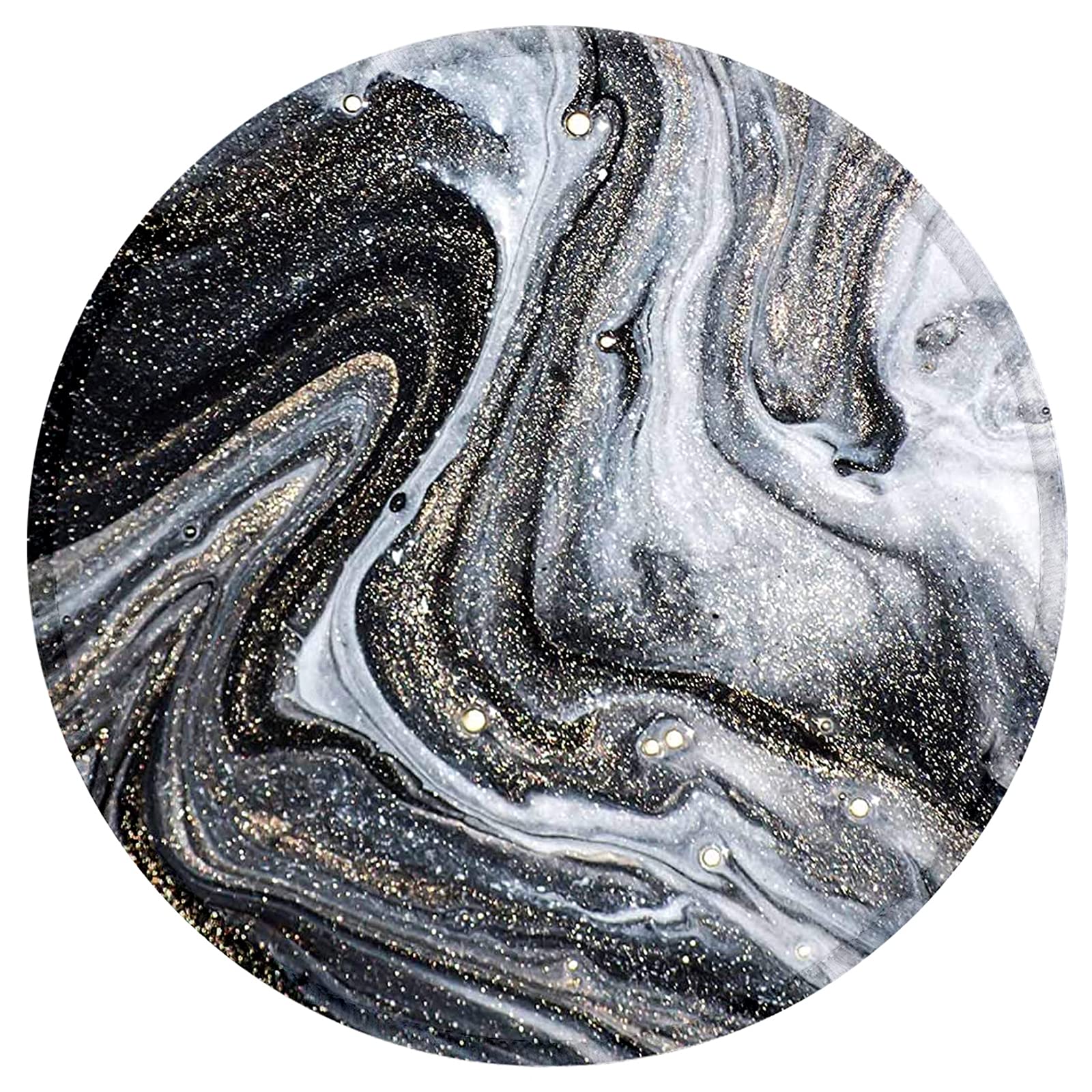 Premium Non-Slip Rubber Base Gaming Mouse Pad with Stitched Edge - Waterproof Round Mousepad (7.87x7.87 Inch) for PC, Laptop, Office & Home Use - Stylish Abstract Marble Design for Smooth Mouse Control