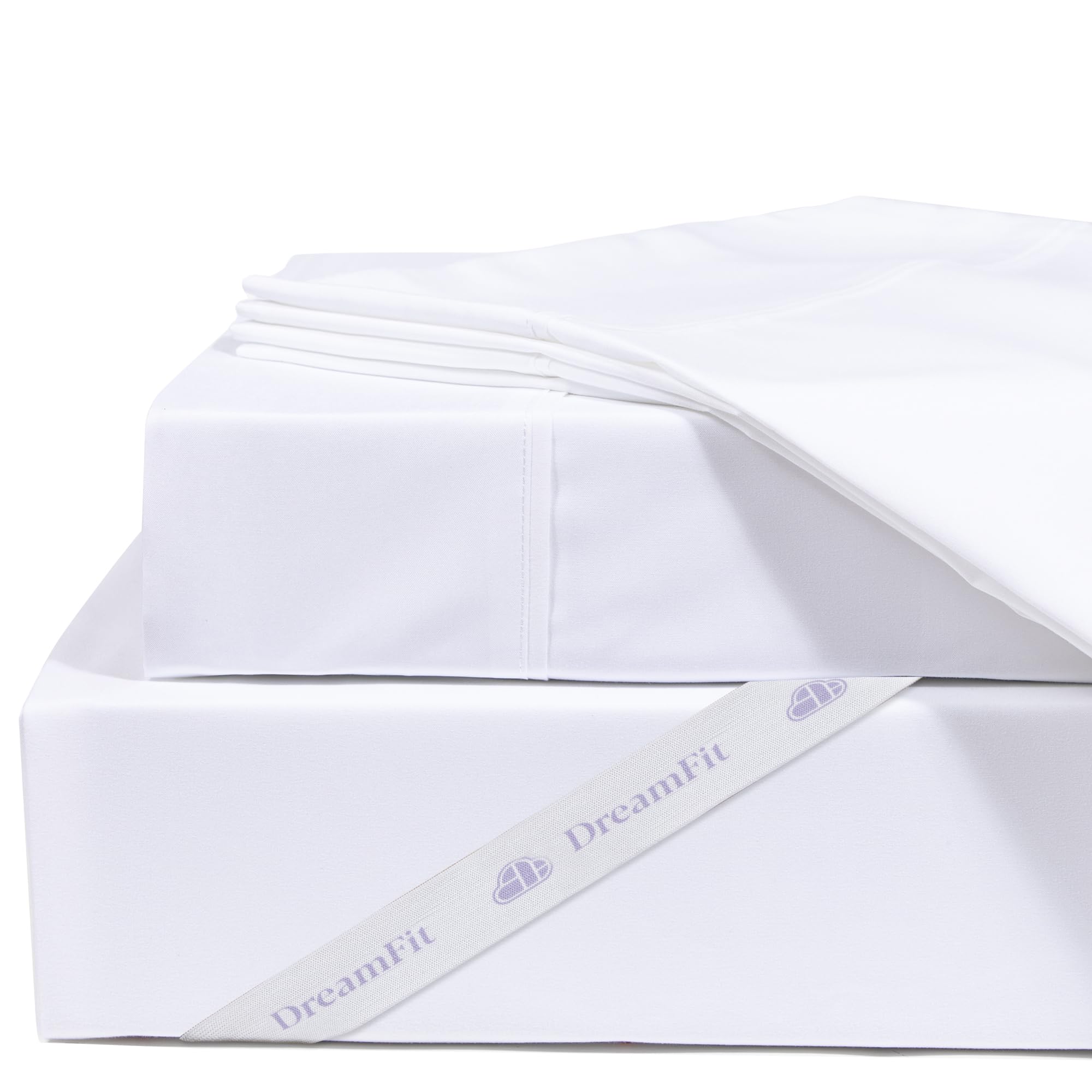DreamFit DreamCool 100% Egyptian Cotton Cooling King Sheet Set - 400 Thread Count, Extra Deep Pocket with Elastic Corner Straps - Made in USA - White | Premium Bedding for Hot Sleepers & Temperature Regulation