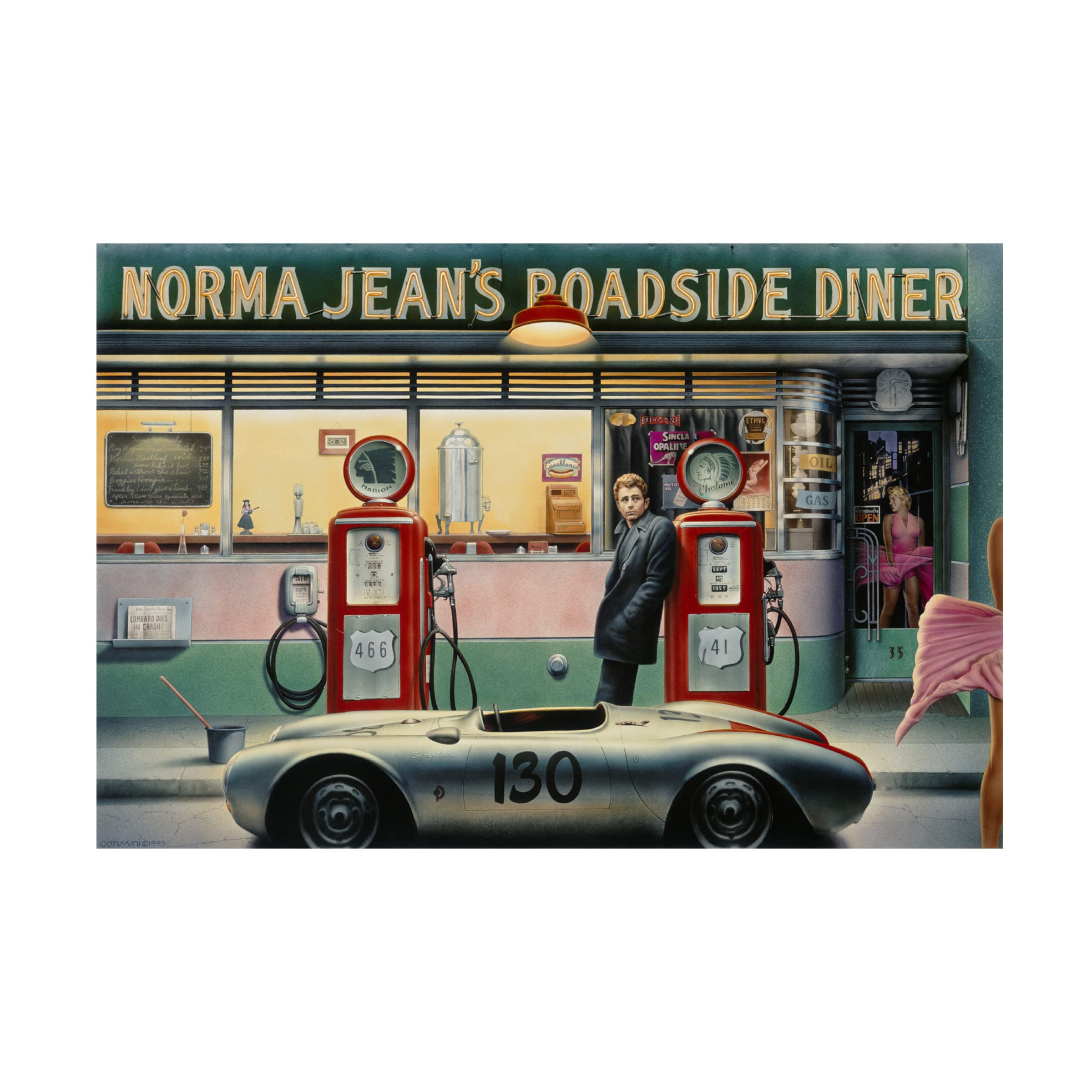 Trademark Fine Art 'Destiny Highway Calendar Girl' Canvas Wall Art by Chris Consani - Vintage Pinup Home Decor for Living Room, Bedroom & Office
