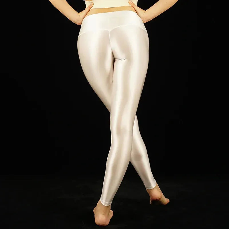 Sexy High Gloss Leggings for Women - Push Up Tight Fitting Yoga Pants with Smooth Shiny Finish | Perfect for Gym, Workout, Fitness & Night Out