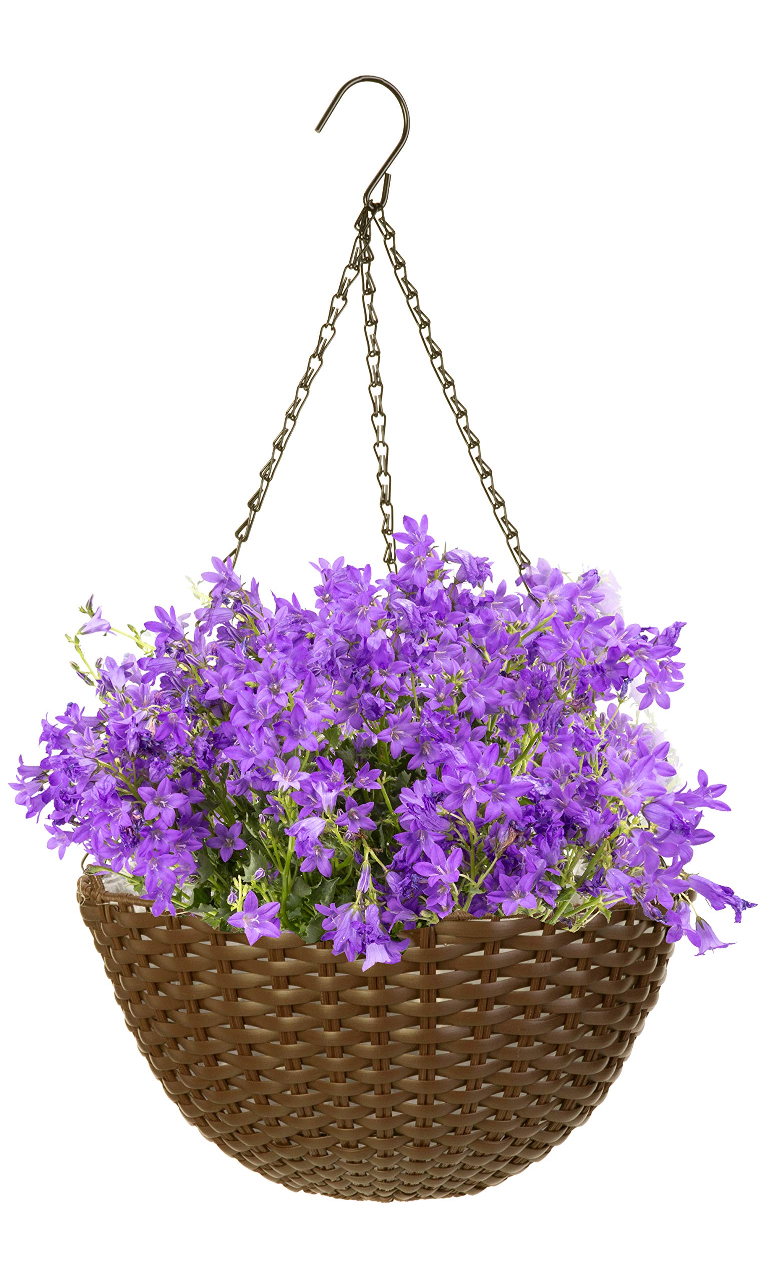 Panacea 82303 Woven Resin Hanging Baskets - Set of 4, 14 Inch Diameter, Espresso Brown - Durable Outdoor Planters for Patio, Garden, and Porch Decor