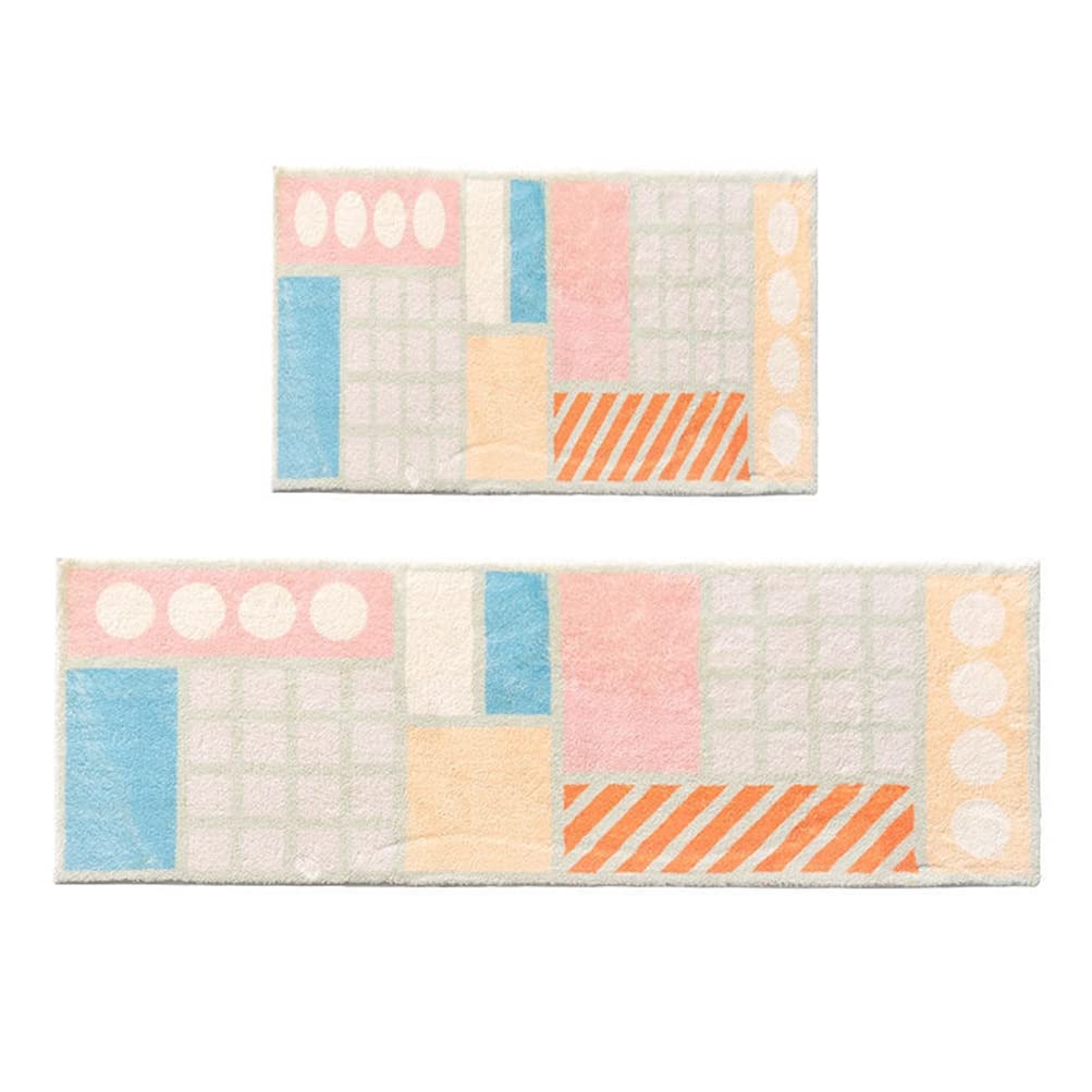 Soft Shaggy Microfiber Bath Rug - Non-Slip Boho Area Rug with Geometric Floral Patchwork Design for Bedroom, Living Room, Kitchen & Bathroom - Indoor/Outdoor Doormat 3'x6' (Multi-Color) - Perfect for Cozy Home Decor & High-Traffic Areas