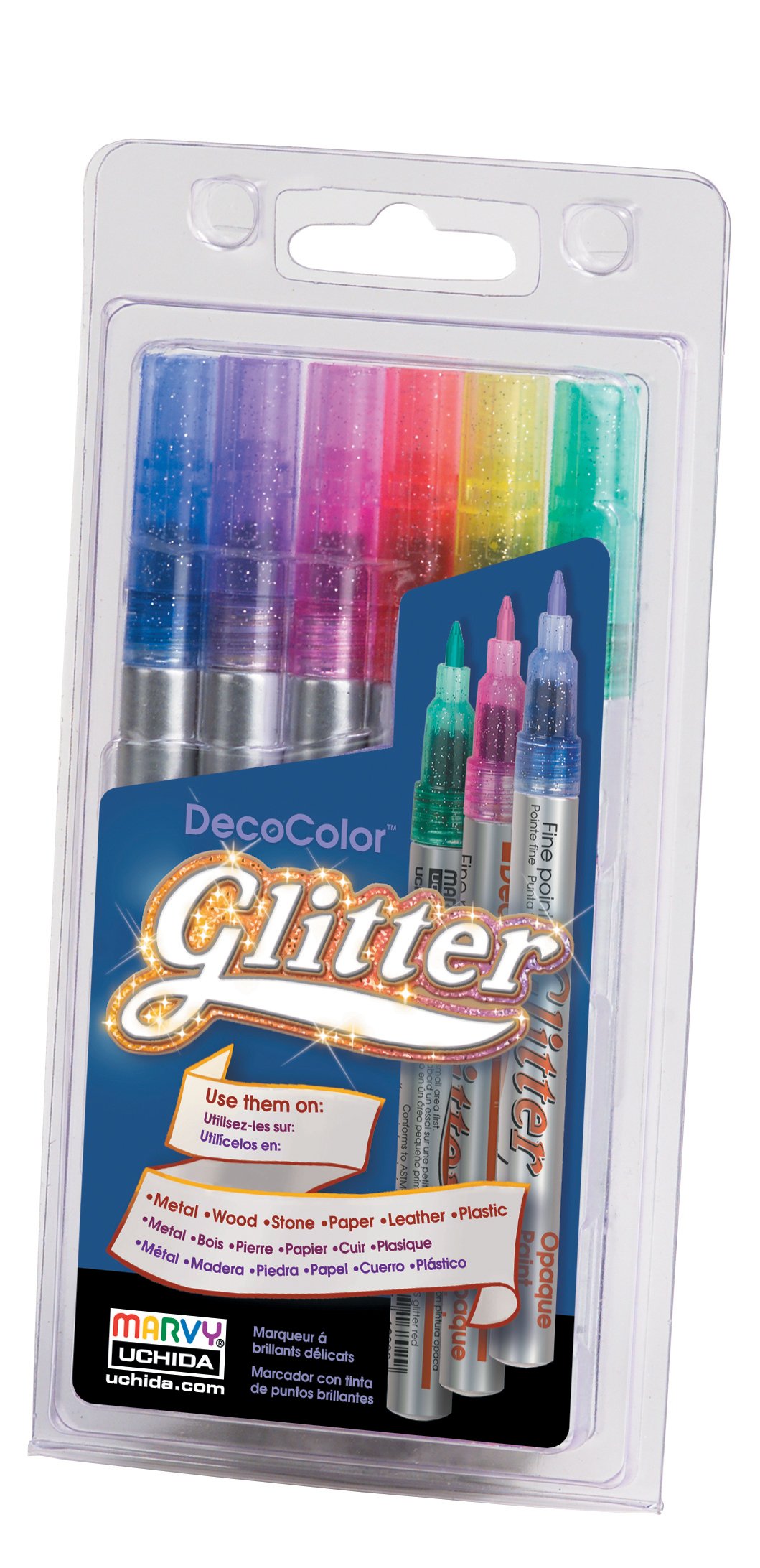 Uchida Of America 6-Piece Decolor Paint Marker Set - Vibrant Glitter Art Supplies for DIY Crafts, Scrapbooking & Home Decor