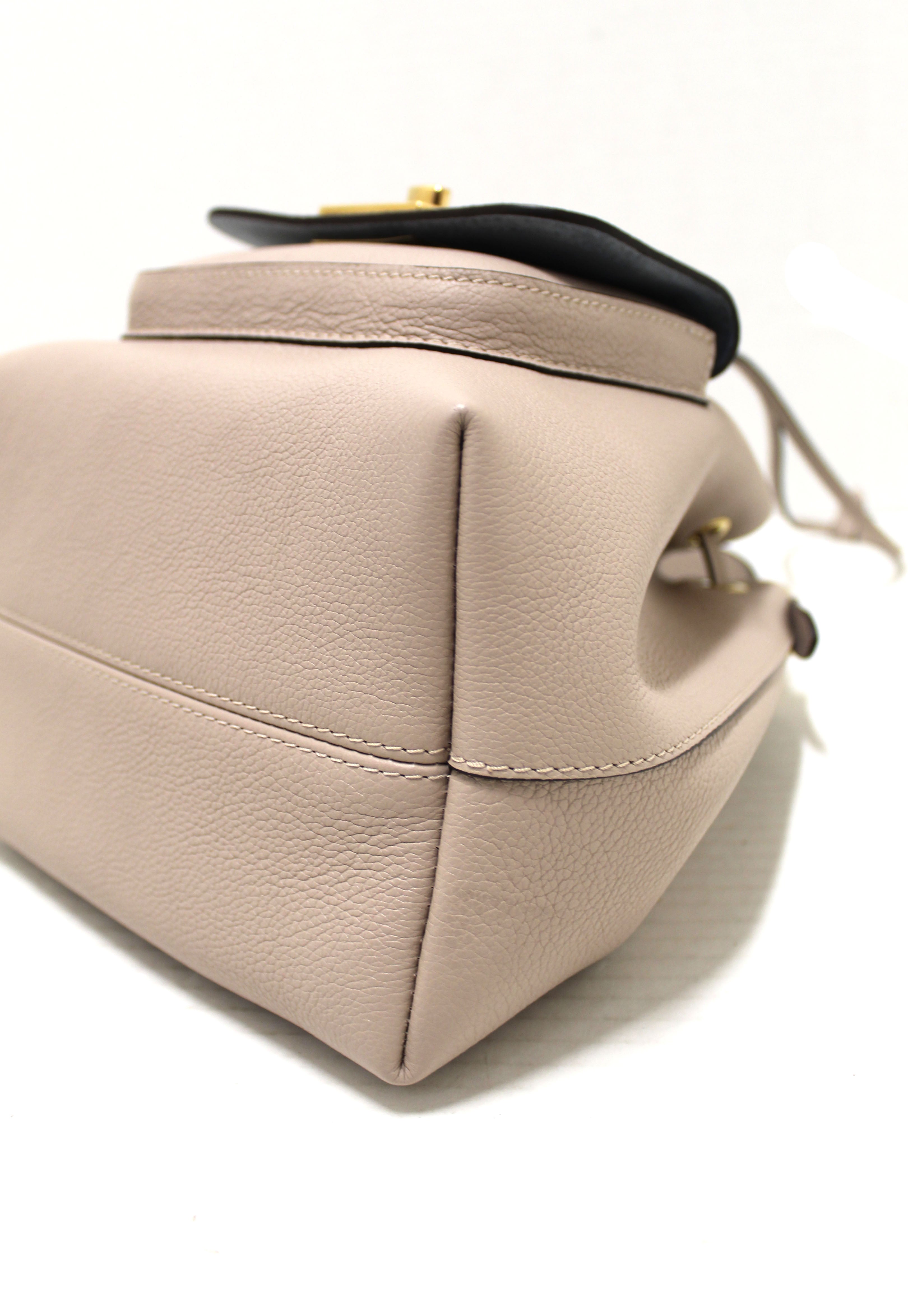 Authentic Louis Vuitton Beige Grained Calf Leather Lockme Bucket Bag - Luxury Designer Handbag for Women, Perfect for Work, Travel & Everyday Use