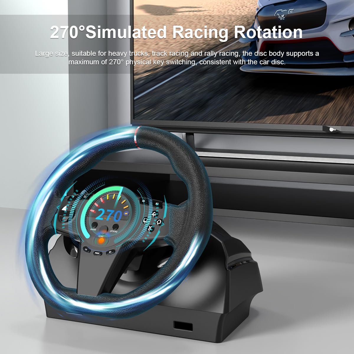 Universal USB Racing Wheel with Pedals - 270° for PS3/PS4/Xbox/Switch - Perfect for Driving Sims & Gaming