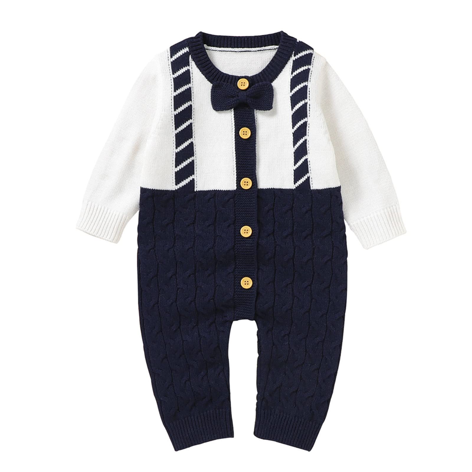 Boho Baby Girl & Boy Hoodie Vest - Newborn Infant Knit Romper, Cotton Long Sleeve Sweater Jumpsuit (1 Piece, Dark Blue) - Perfect for Halloween, Photo Shoots & Everyday Outfits