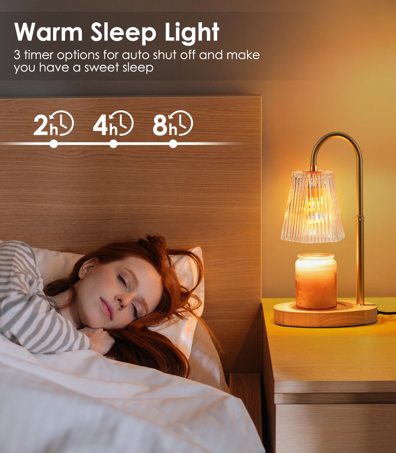 Electric Candle Warmer Lamp with Adjustable Height & Timer - Modern Wax Melt Warmer for Home Fragrance, Bedroom & Living Room Decor - Perfect for Relaxation, Aromatherapy & Cozy Ambiance