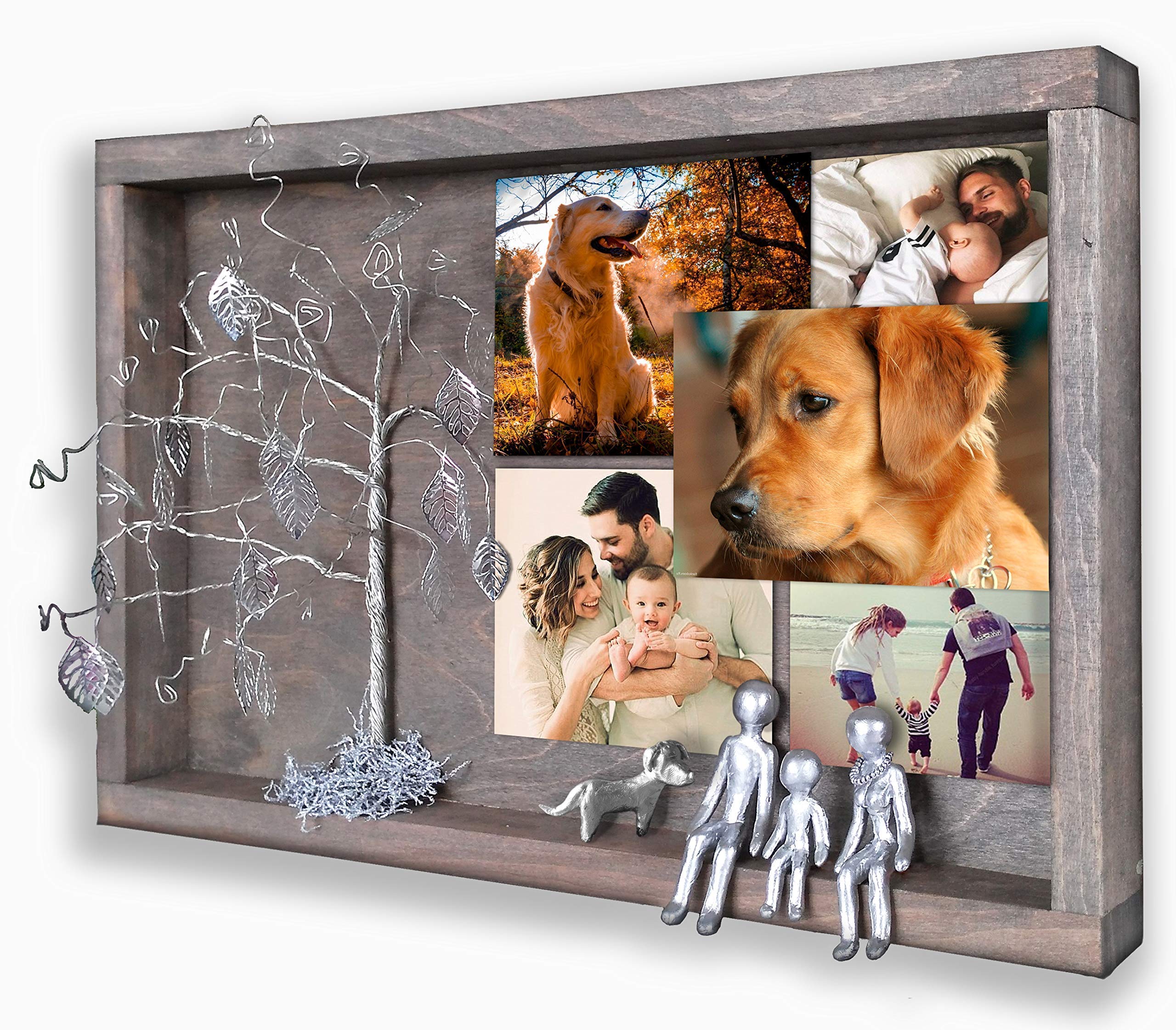 Rainbow Bridge Pet Memorial Picture Frame - Willow Family Tree Collage Shadow Box Display Case - Sympathy Gift for Dog Loss, Grandmother & Family - Perfect for Wall Decor & Pet Remembrance