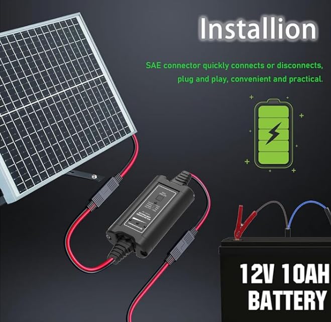 10A MPPT Solar Charge Controller - 12V/24V Intelligent Regulator for Gel, AGM, Lead-Acid & LiFePO4 Batteries - Perfect for RV, Marine, Off-Grid & Home Solar Systems