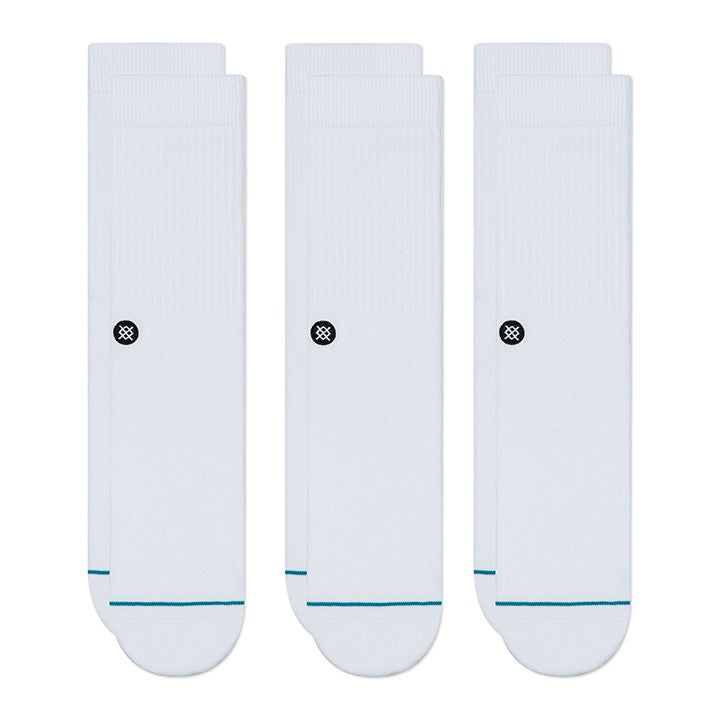 Men's Stance Icon 3 Pack Crew Socks - Comfortable Athletic Socks for Running, Gym & Everyday Wear - Black/White/Gray (3-Pair Pack)