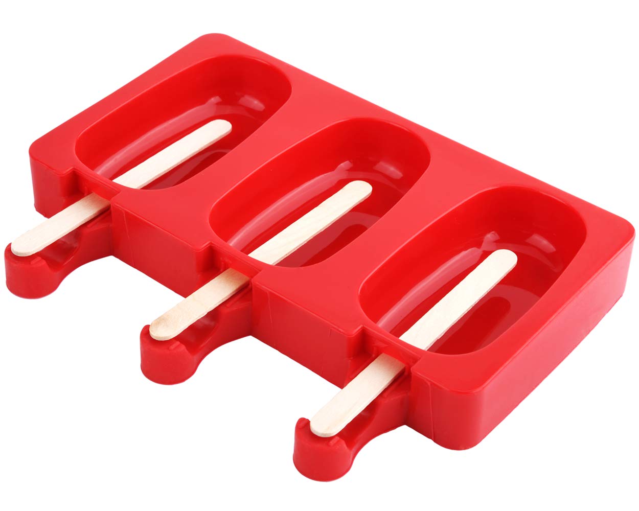BPA-Free Silicone Popsicle Molds with Lid - 3 Cavity Homemade Ice Cream Bar Maker, DIY Cakesicle & Ice Pop Mold Kit with 50 Wooden Sticks (Set of 2, Oval Shape) - Perfect for Summer Treats, Kids Snacks, and Party Desserts