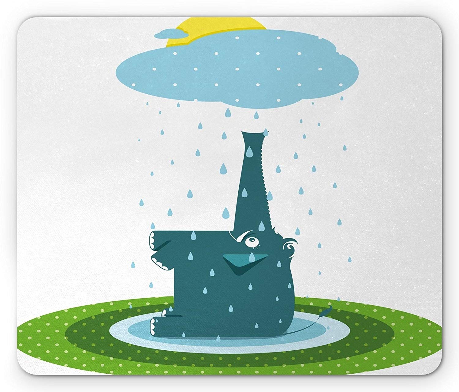 Funny Baby Elephant Mouse Pad - Colorful Gaming Mouse Mat with Cheerful Rain Cloud & Sun Design - Perfect for Office, Home & Gaming Setup