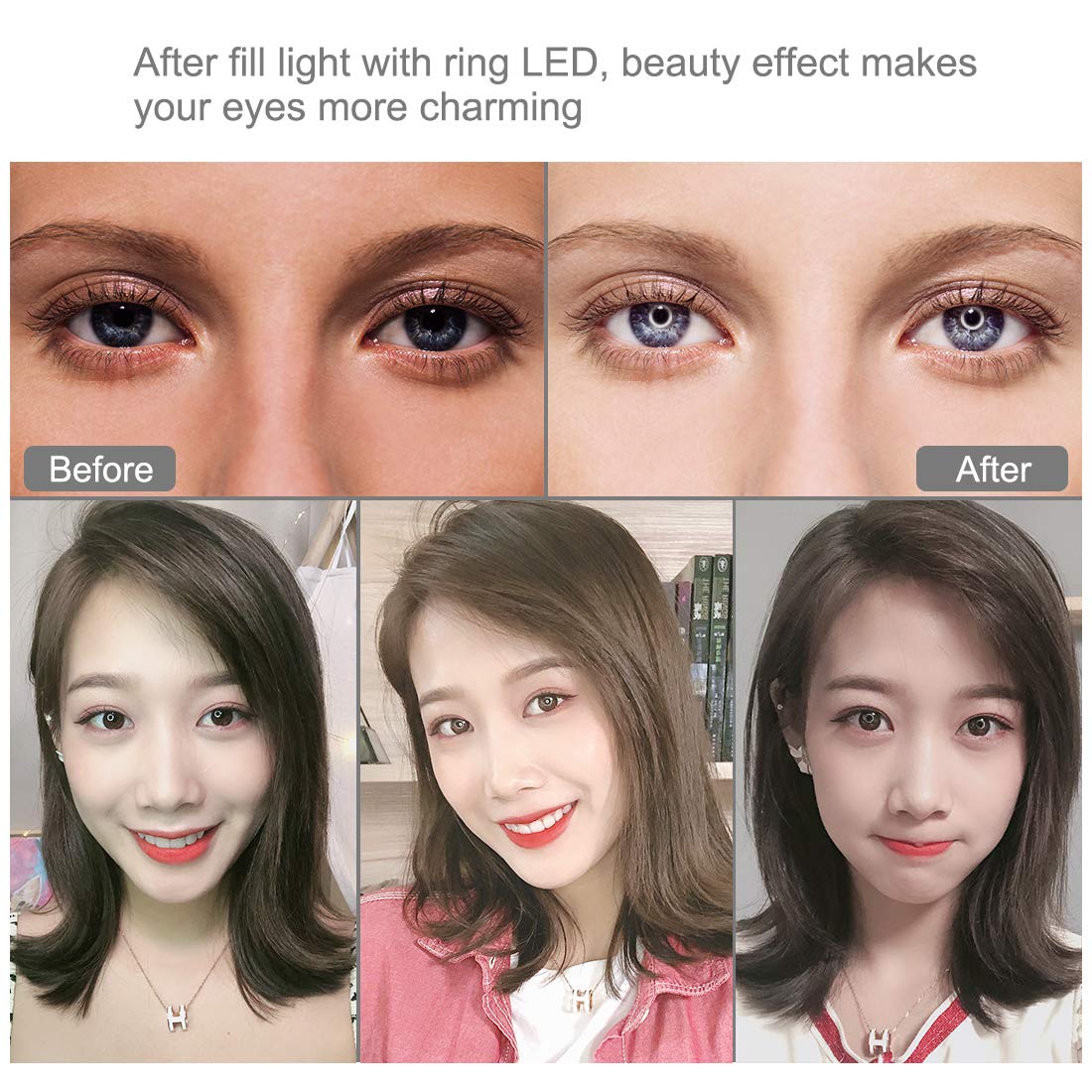 Loboo Idea 7.6''/20CM Professional Ring Light Kit with Tripod Stand & Phone Holder - 3200-5600K Adjustable Bi-Color LED Ring Light for Smartphone Photography, YouTube Vlogging, Makeup Tutorials, TikTok Videos & Live Streaming - Perfect for Home Studio, Beauty Content Creation & Social Media Influencers