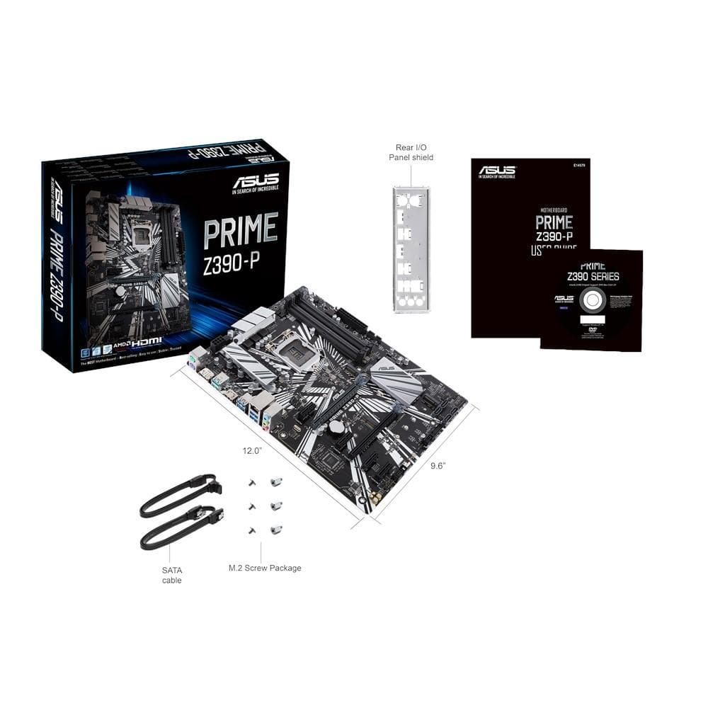 ASUS PRIME Z390-P LGA 1151 ATX Motherboard - Intel Z390 Chipset, DDR4 Support, Dual M.2, USB 3.1 Gen2 - Perfect for Gaming PC Builds & High-Performance Workstations
