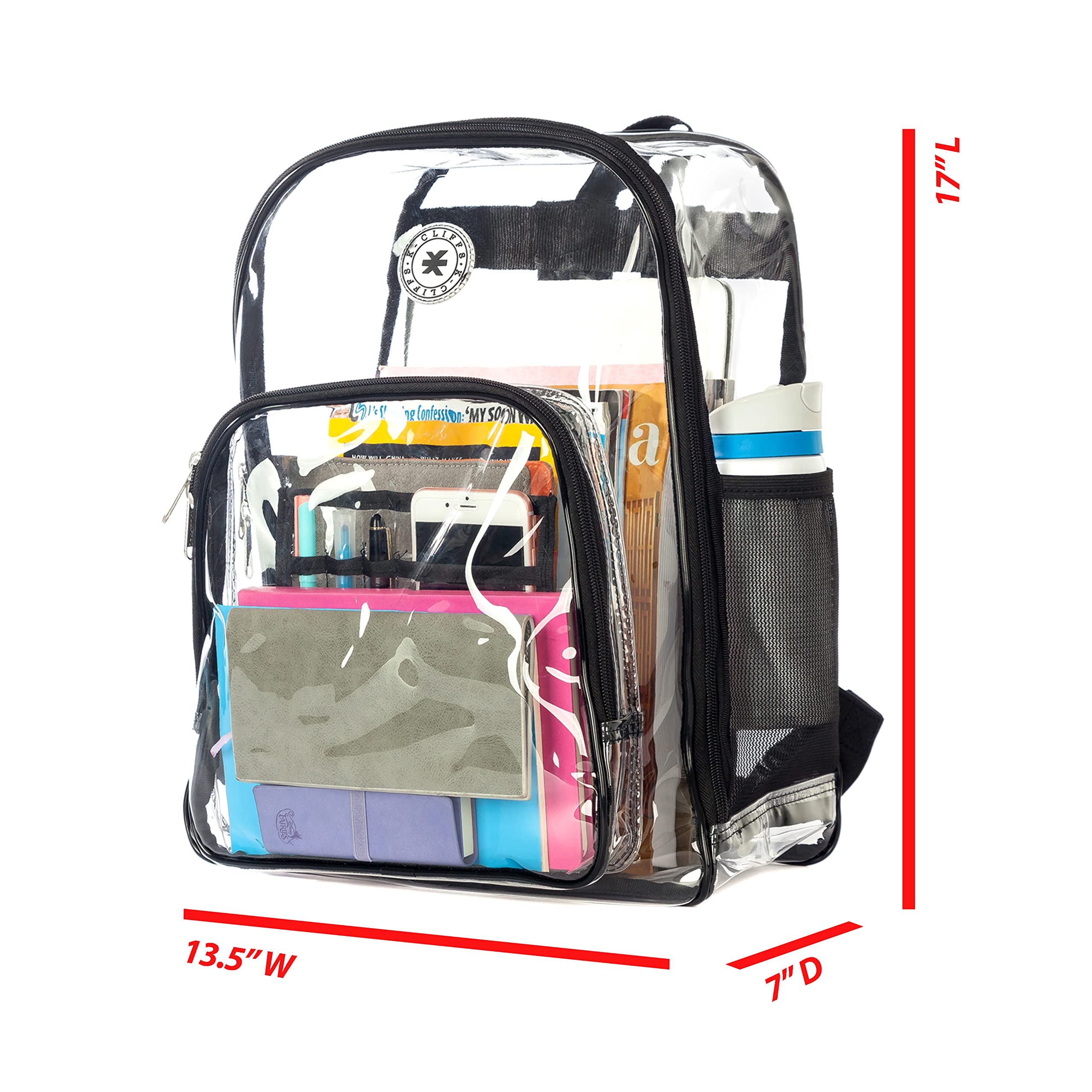 Heavy Duty Clear Backpack - Transparent School Bag with Large Capacity, See-Through Security Work Bag for Students & Professionals - Perfect for School, Work, Travel & Event Security Checks (Orange)