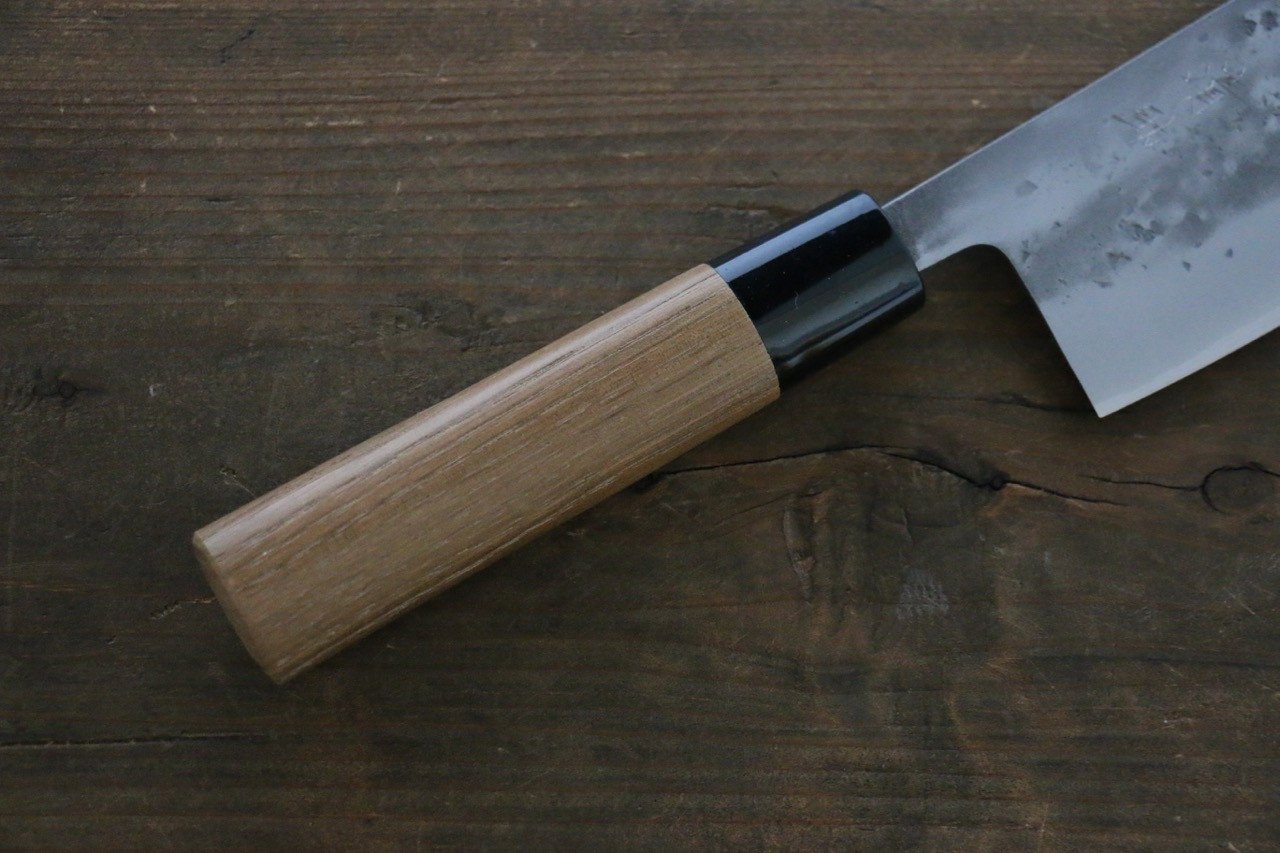 Premium Seisuke Blue Steel No.2 Nashiji Nakiri Knife 165mm - Japanese Chef Knife with Chestnut Wood Handle - Perfect for Slicing Vegetables, Herbs & Sushi Preparation