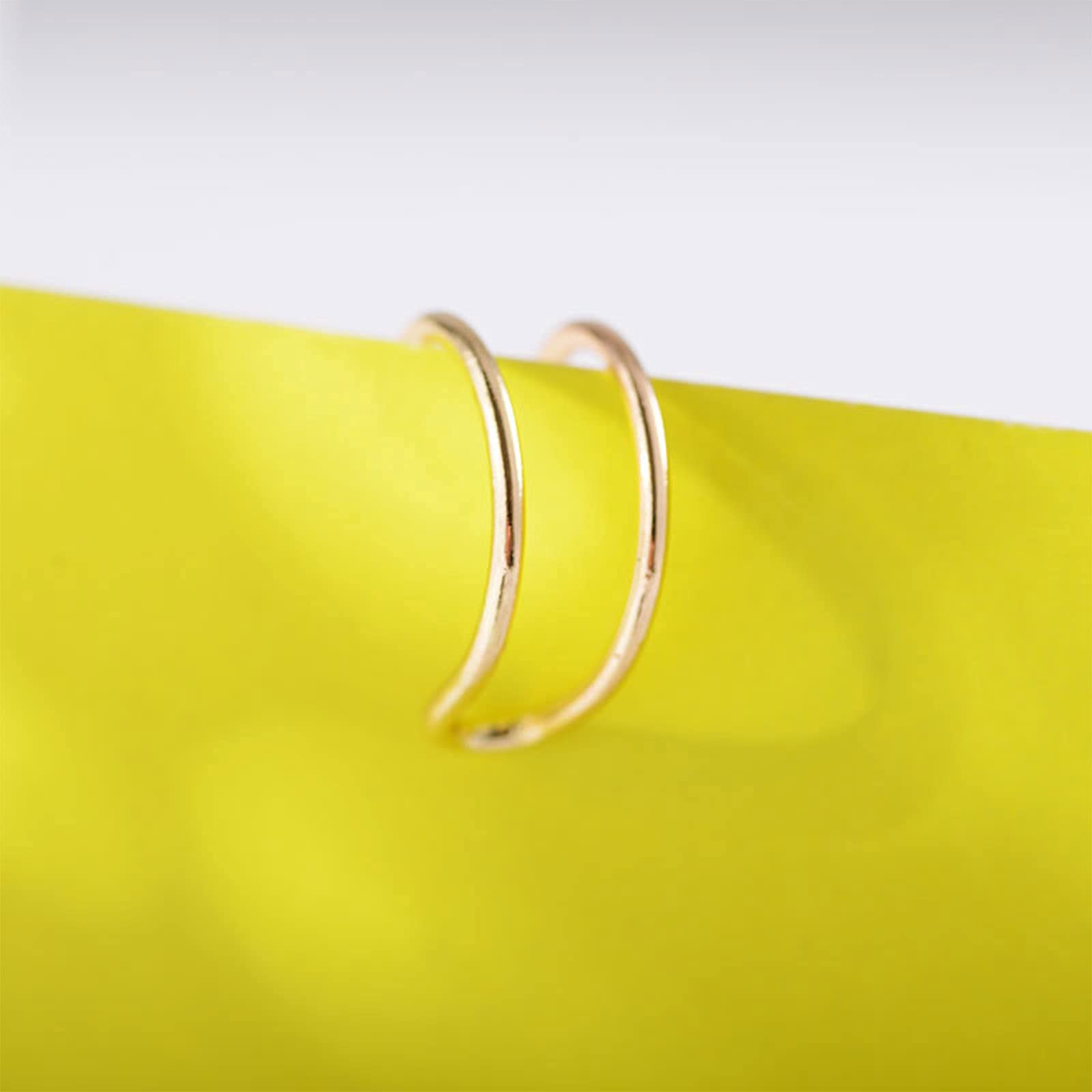 Boho Gold Double Ring Cuff Earrings for Cartilage & Helix - Non Pierced Clip On Earrings for Women | Perfect for Parties, Weddings & Everyday Boho Style