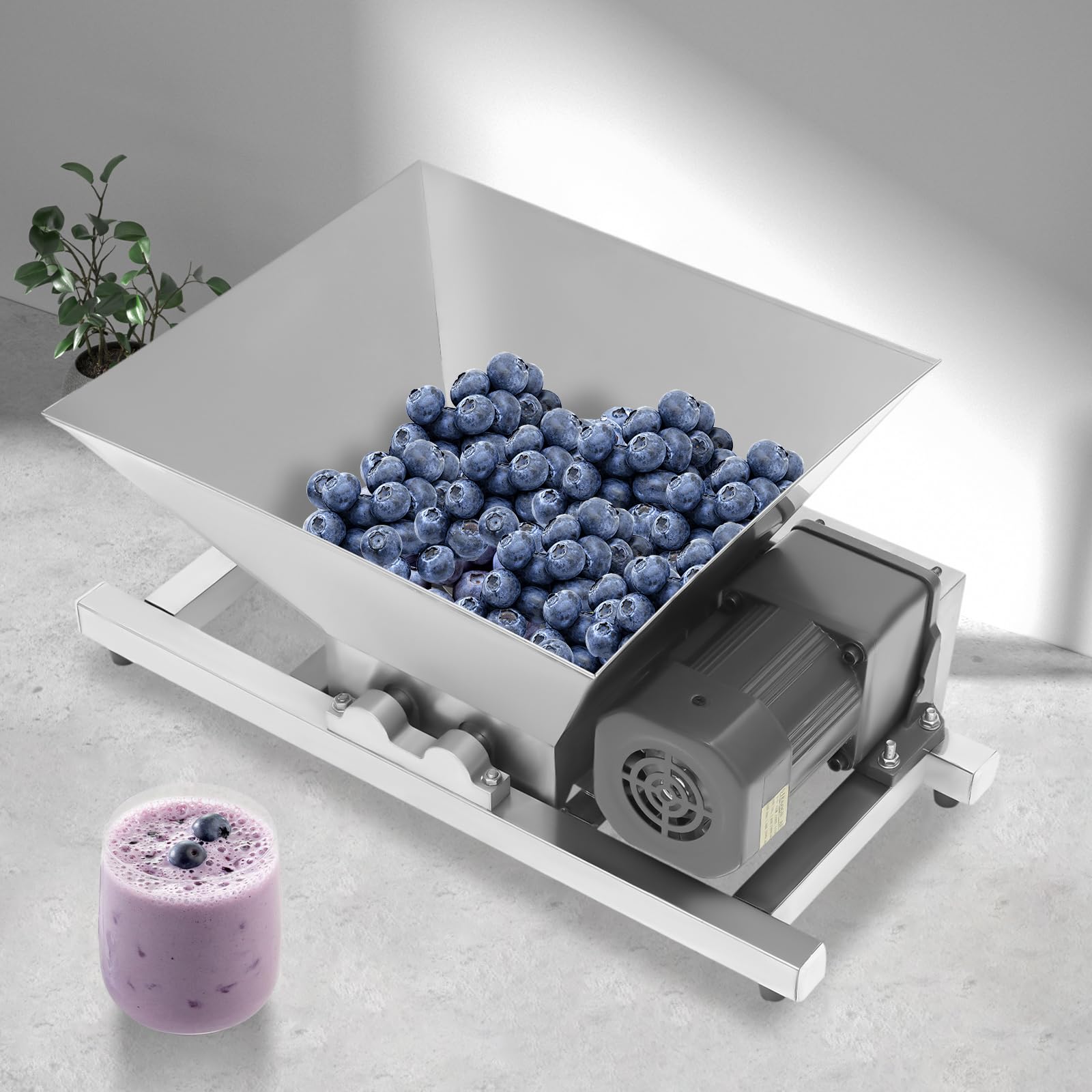 **Commercial Electric Fruit Crusher 4L/1.06Gal - 60W 110V Stainless Steel Apple Grinder for Wine, Cider Pressing, Bread & Brown Sugar - Perfect for Home Brewing, Juice Making & Baking**