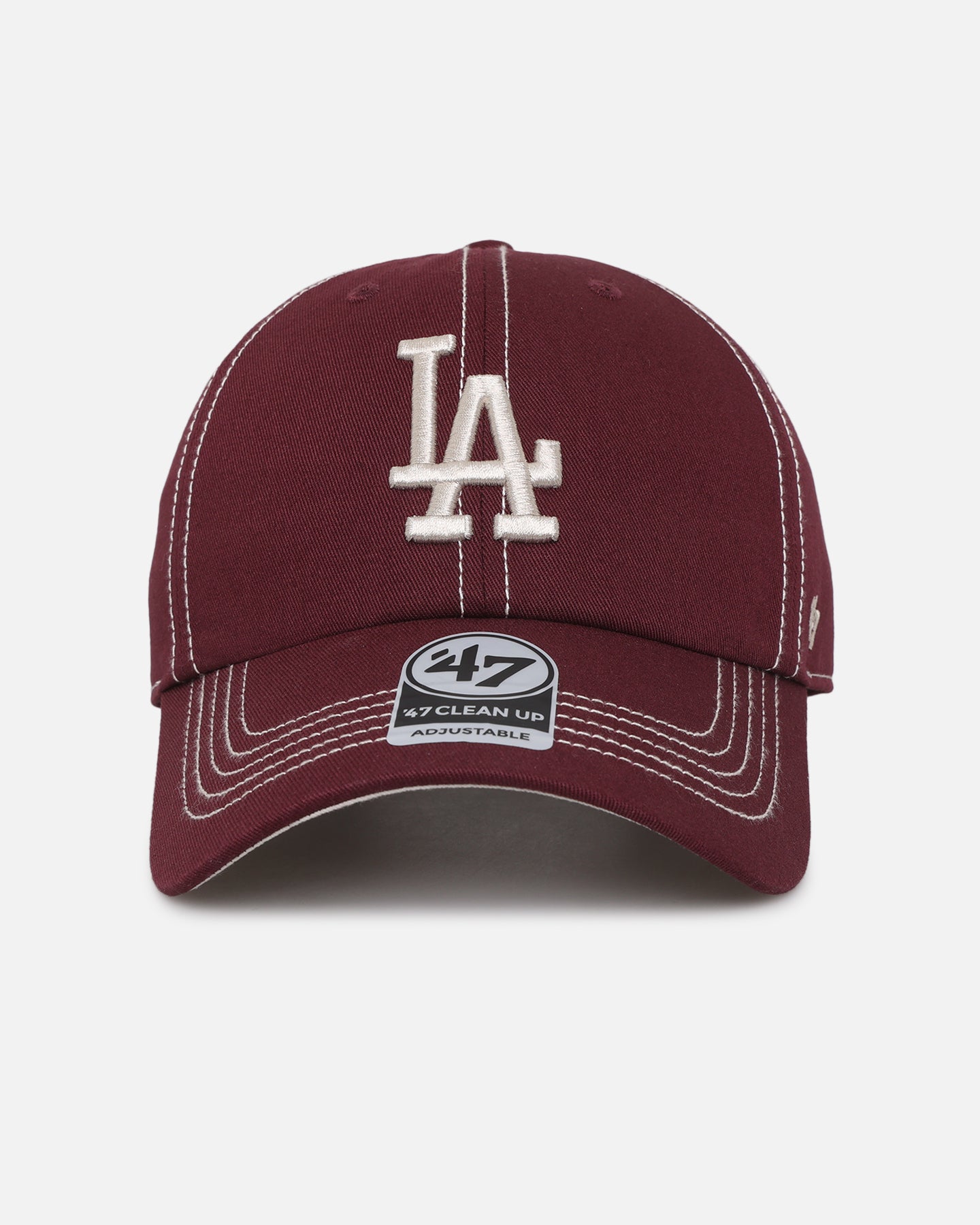 47 Brand Los Angeles Dodgers 47 Clean Up Strapback Dark Maroon Adjustable Hat - Official MLB Baseball Cap for Men & Women - Perfect for Games, Streetwear & Casual Outfits