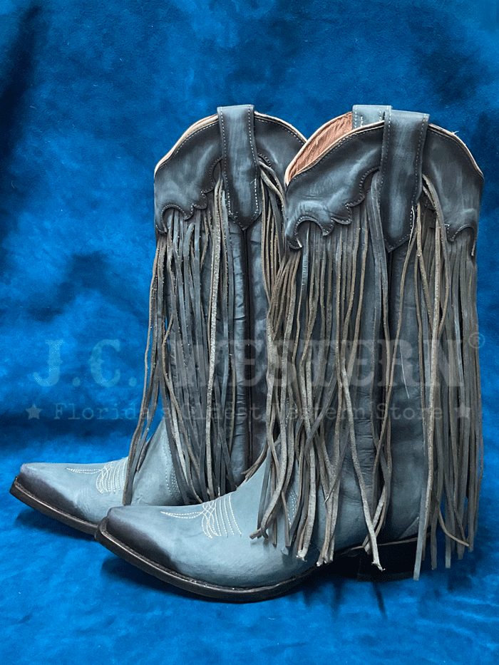 Circle G L6074 Women's Western Boots with Fringe Detail in Light Blue – Perfect for Country Dancing, Rodeos & Cowgirl Fashion