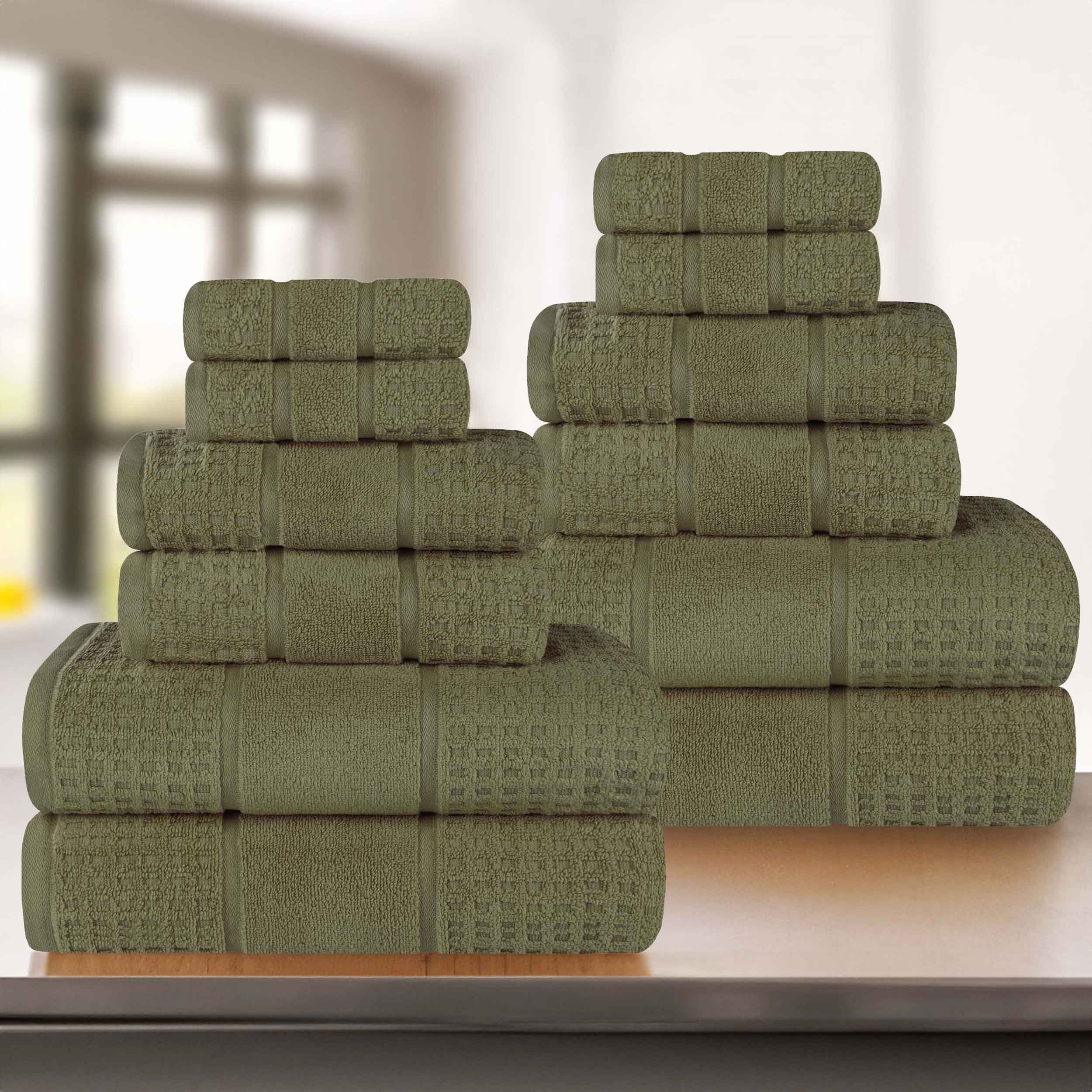 Premium 12-Piece Zero Twist Cotton Waffle Towel Set - Ultra Soft & Highly Absorbent Honeycomb Weave Bath Towels for Spa, Gym, and Luxury Home Use