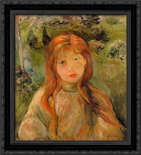 Berthe Morisot Little Girl at Mesnil 20x22 Inch Black Ornate Wood Framed Canvas Art - Perfect for Nursery, Bedroom & Living Room Wall Decor