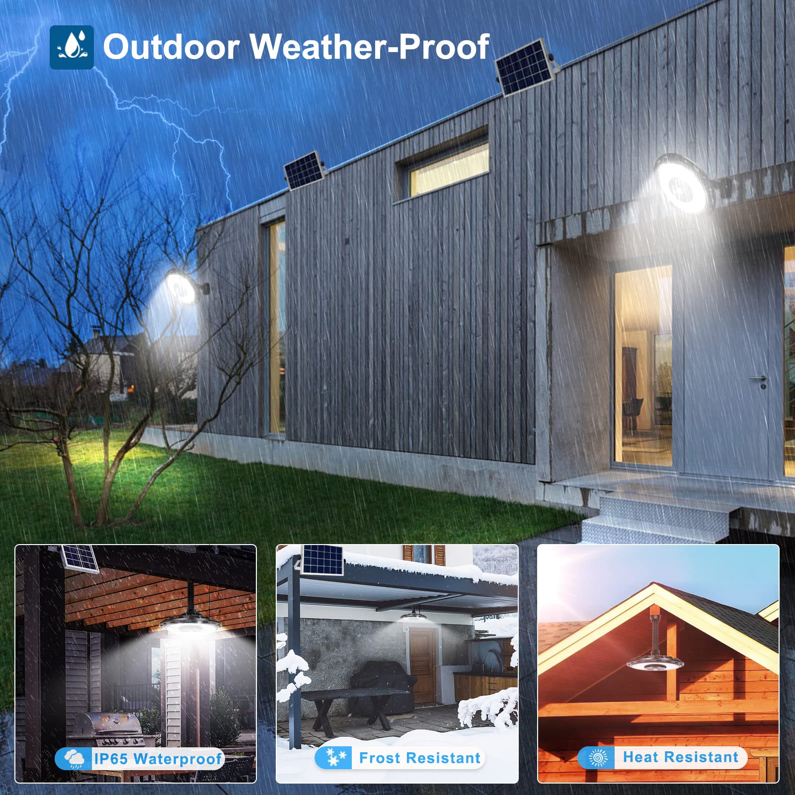 INDARUN Solar Shed Light with On/Off Switch - 3000LM Solar Powered Indoor/Outdoor Lighting with 5 Modes, Waterproof Motion Sensor Light for Garage, Patio, Yard - Perfect for Barn, Gazebo & Outdoor Security Lighting