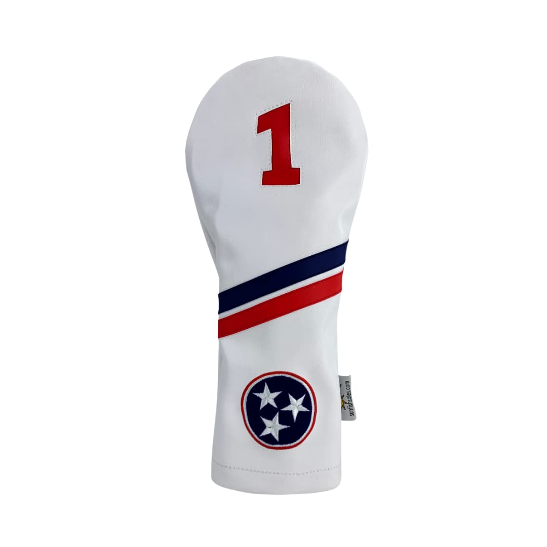 Tennessee State Flag Sunfish Leather Golf Headcover Set for Driver, Fairway & Hybrid Clubs – Premium Golf Club Protection for Men & Women – Perfect for Golf Enthusiasts & Collectors