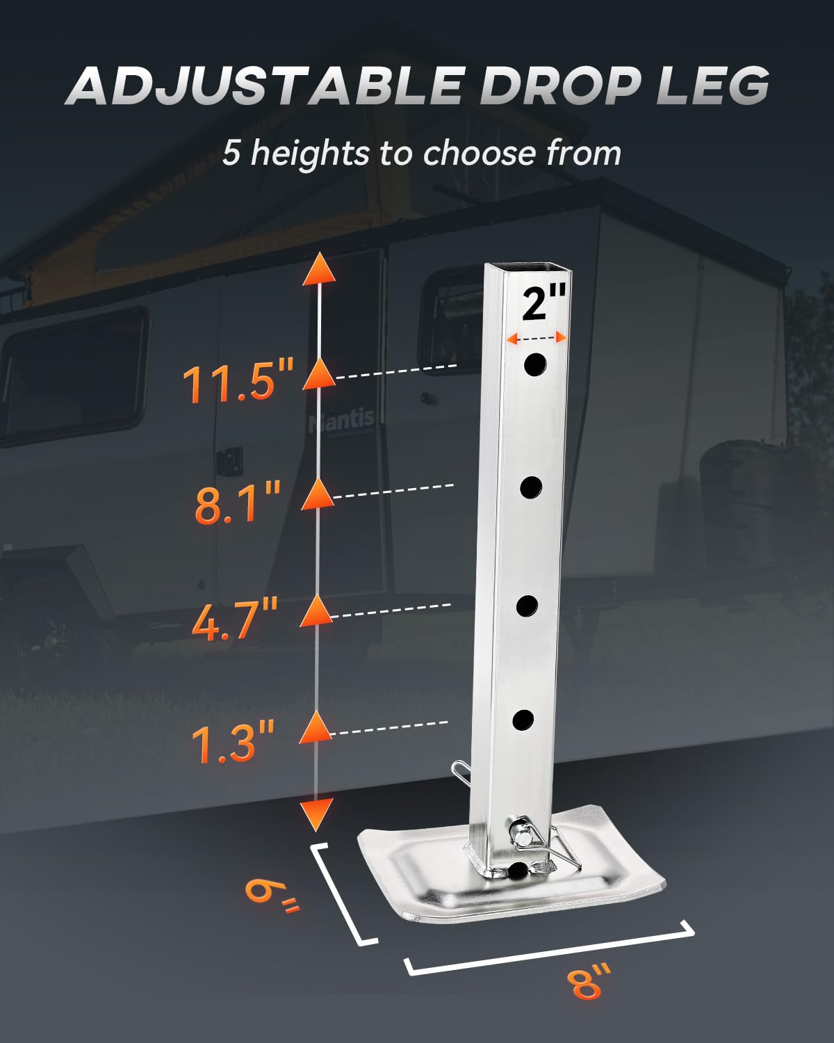 8000 lbs Heavy Duty Trailer Jack with 28.6