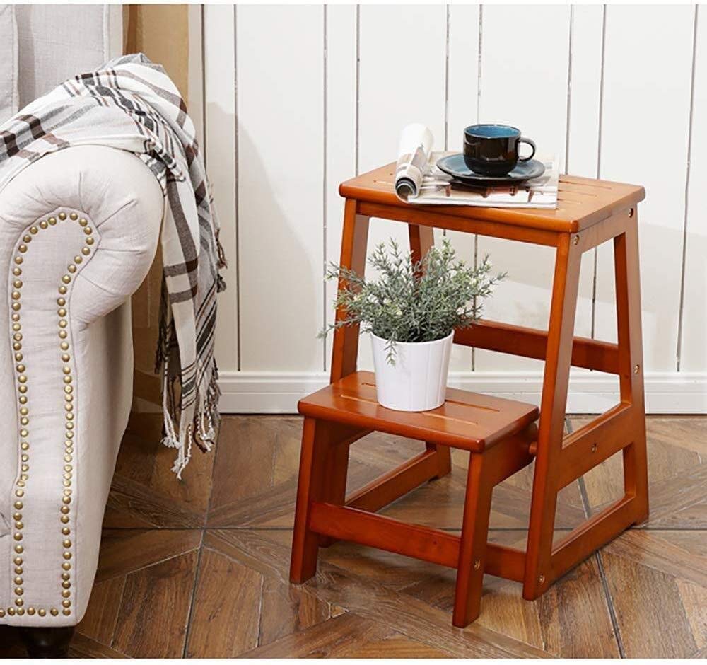 KAZUP 2-Step Wooden Folding Stool - Creative Multifunctional Ladder Step Stool for Home, Kitchen, Bathroom & Kids - Space-Saving & Durable (Color: A) - Perfect for Reaching High Shelves, Organizing & Child Safety