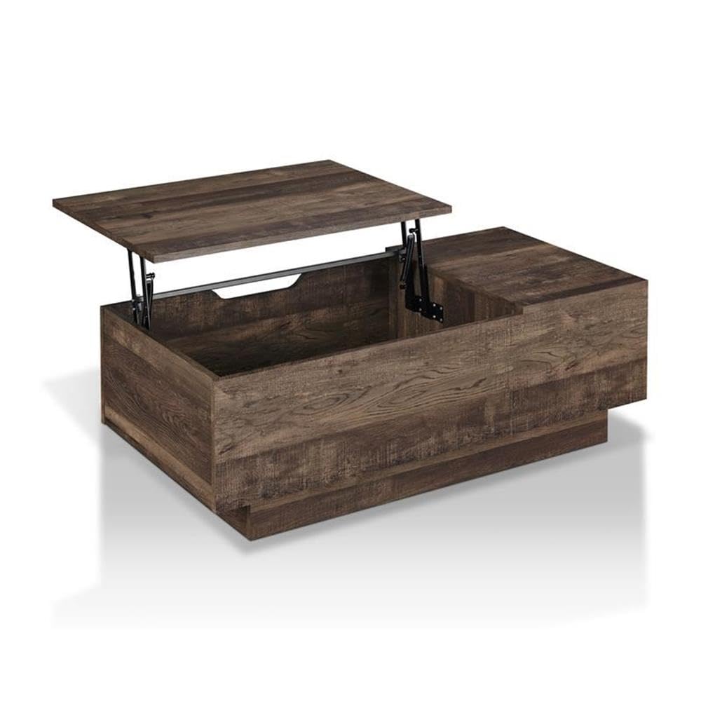 Furniture of America Harsin Reclaimed Oak Wood Lift-Top Coffee Table with Storage - Rustic Modern Living Room Centerpiece for Small Spaces & Home Office