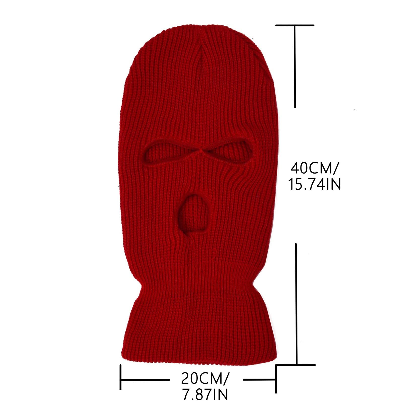 3 Hole Winter Ski Balaclava - Warm Knitted Full Face Cover Mask for Men & Women - Perfect for Skiing, Snowboarding, Motorcycling & Outdoor Winter Sports